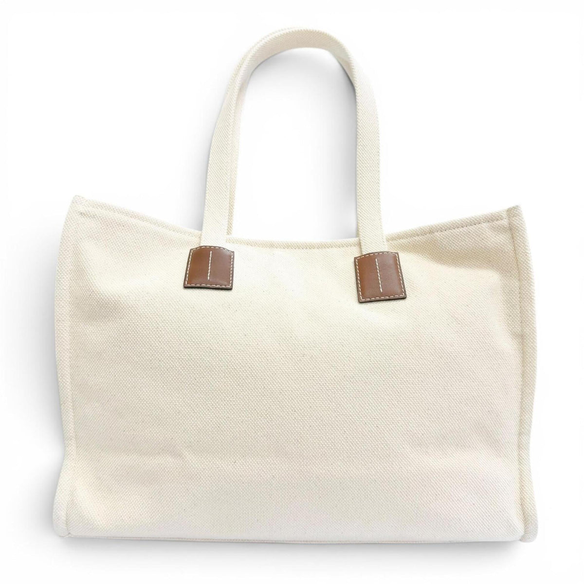 Bally Brown Ivory Canvas Leather Tote Bag (Pre-Owned)