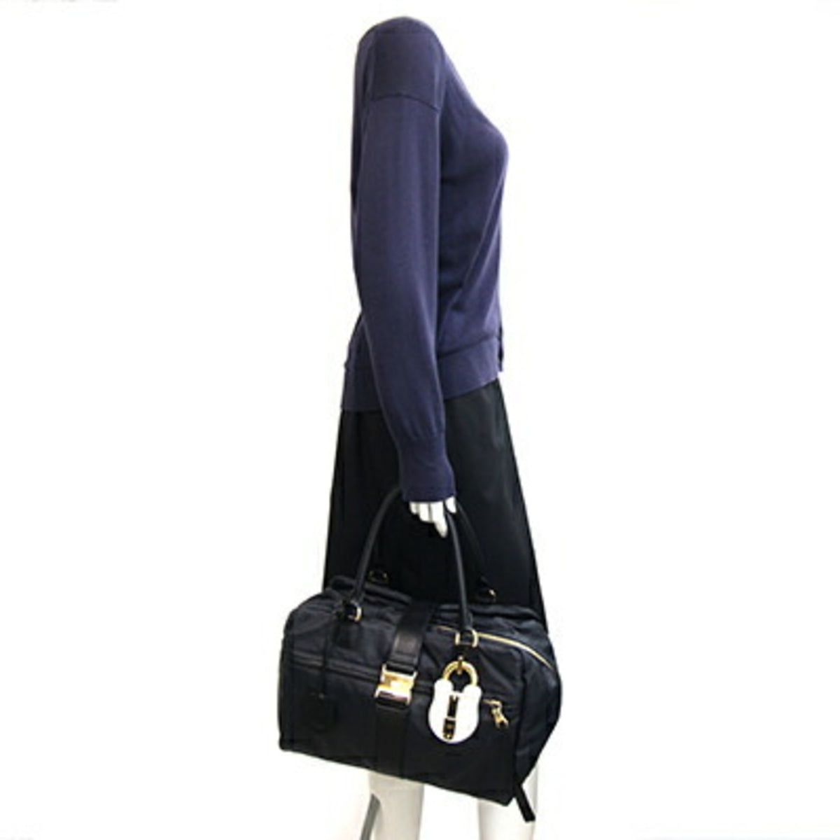 Loewe Black Coated Canvas Leather Boston Bag Handbag (Pre-Owned)