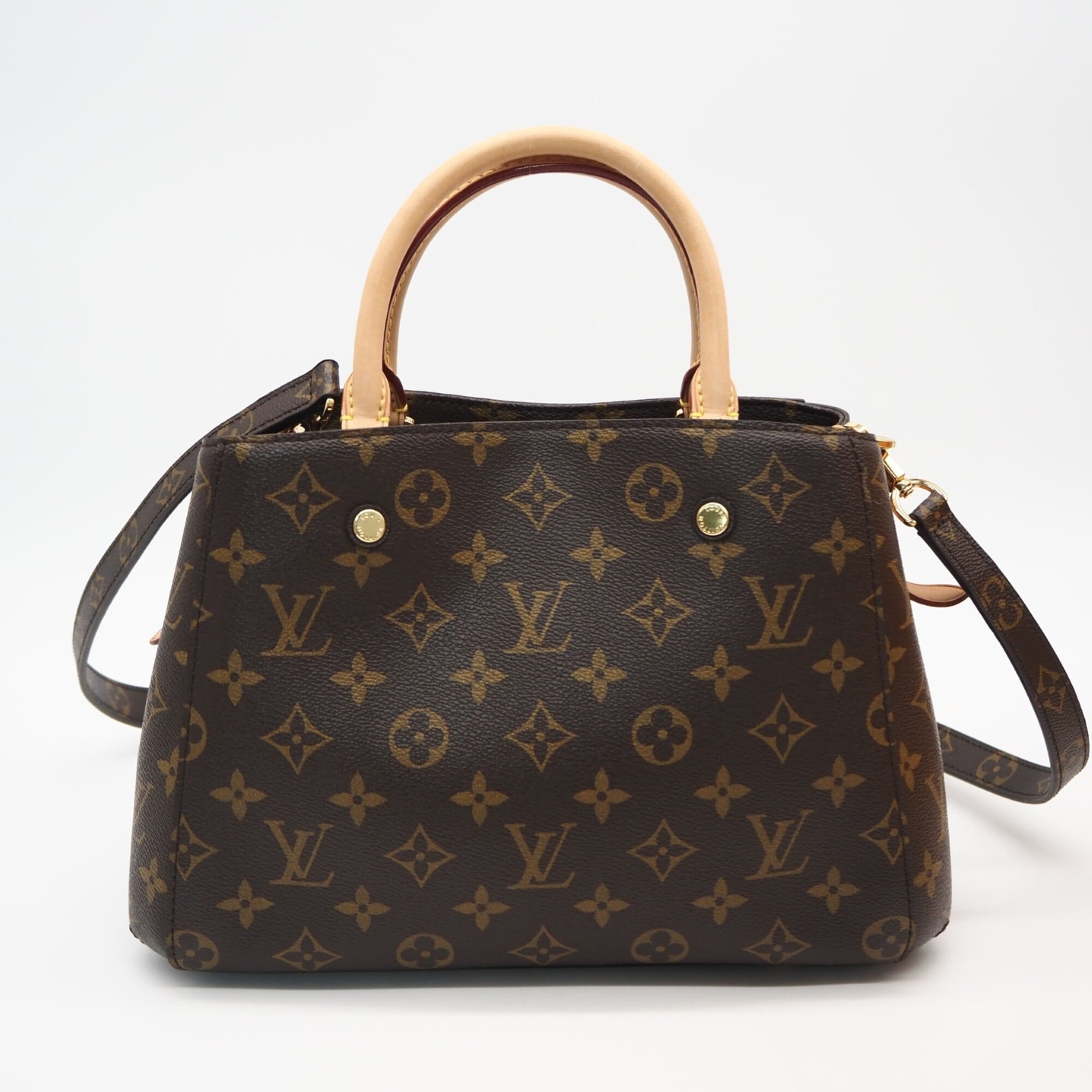 Louis Vuitton Beige Brown Coated Canvas Handbag Shoulder Bag (Pre-Owned)