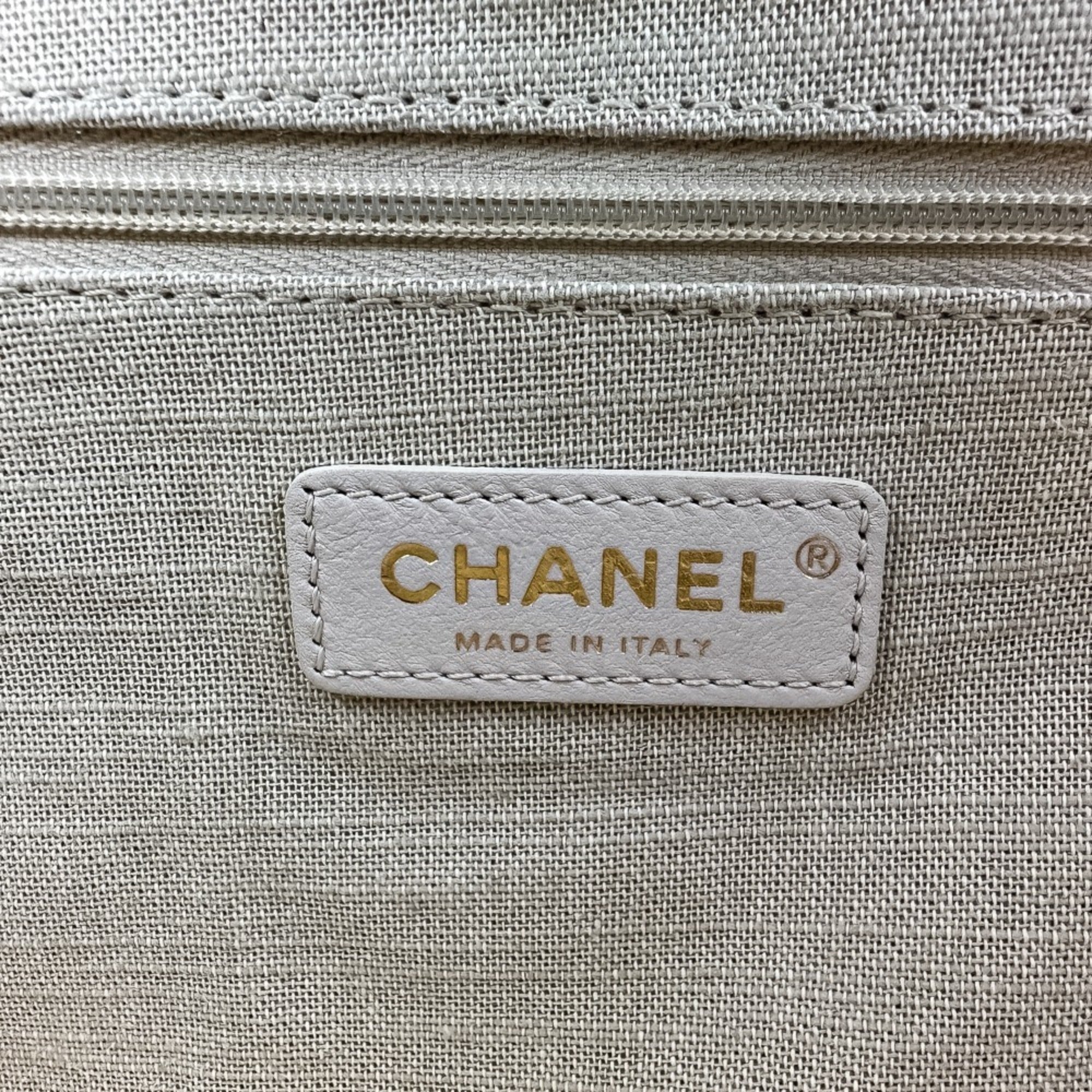 Chanel Pink Beige Fabric Handbag Pouch Shoulder Bag Tote Bag (Pre-Owned)