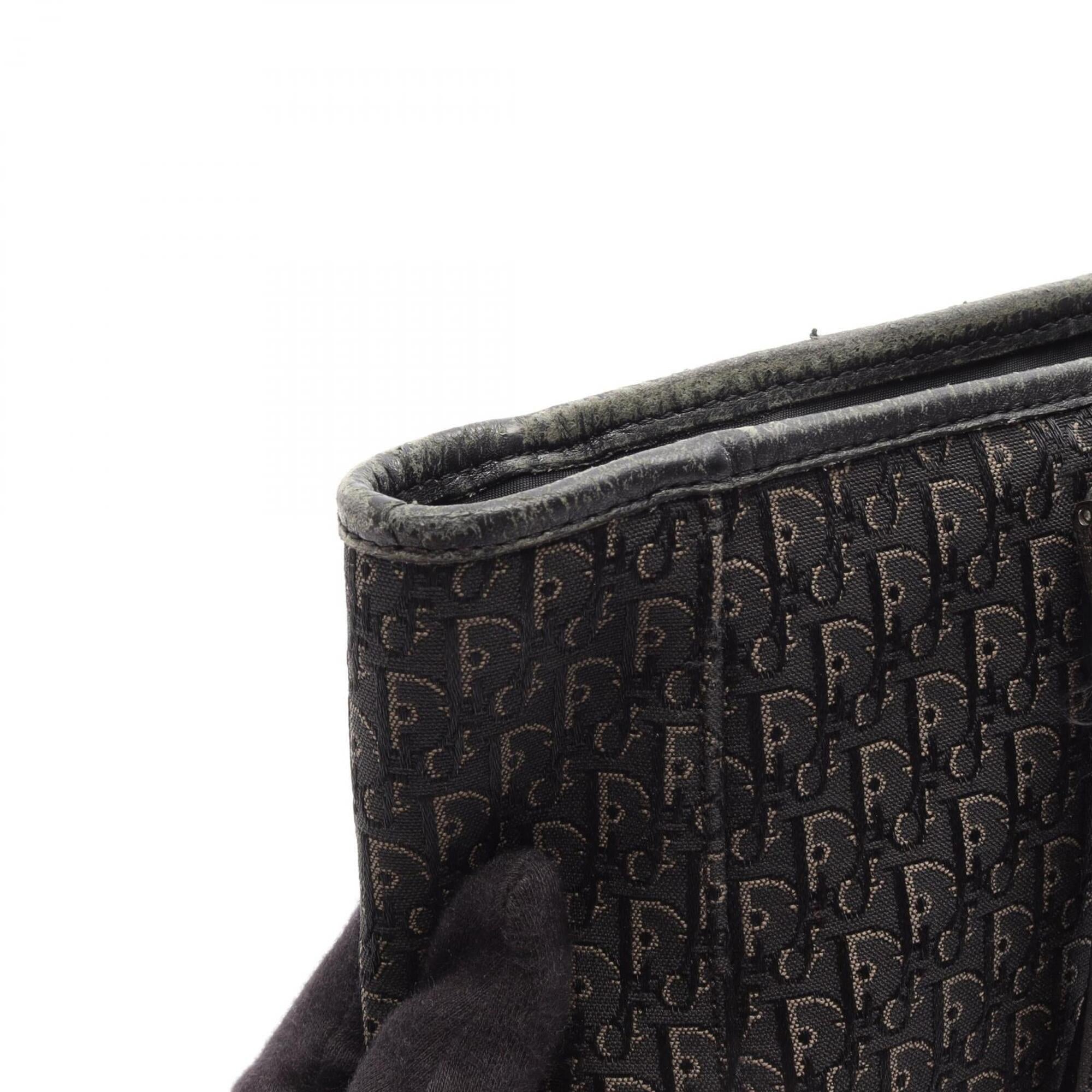 Christian Dior Black Canvas Leather Handbag Tote Bag (Pre-Owned)