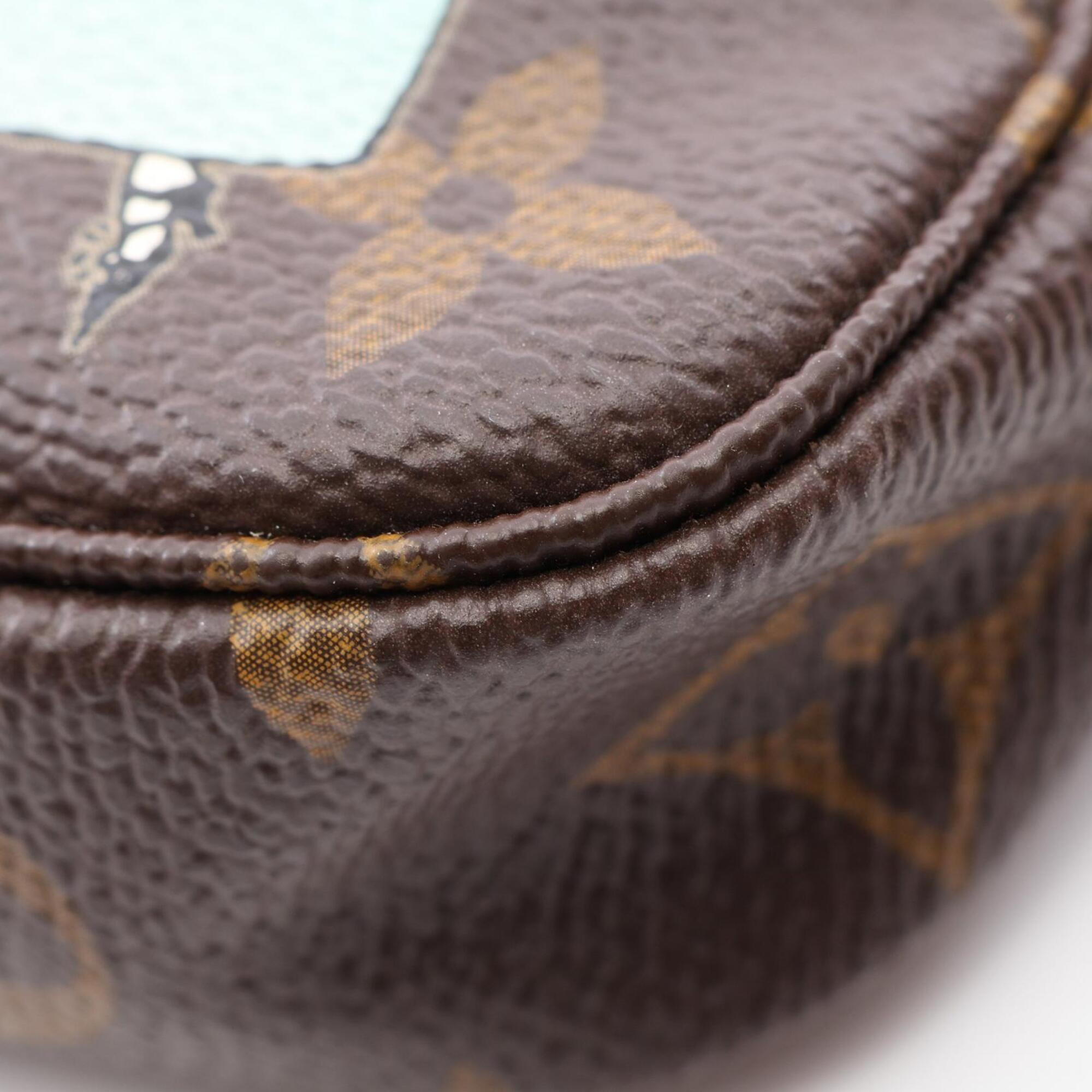 Louis Vuitton Brown Multi-Color Pink Coated Canvas Leather Handbag Pochette (Pre-Owned)