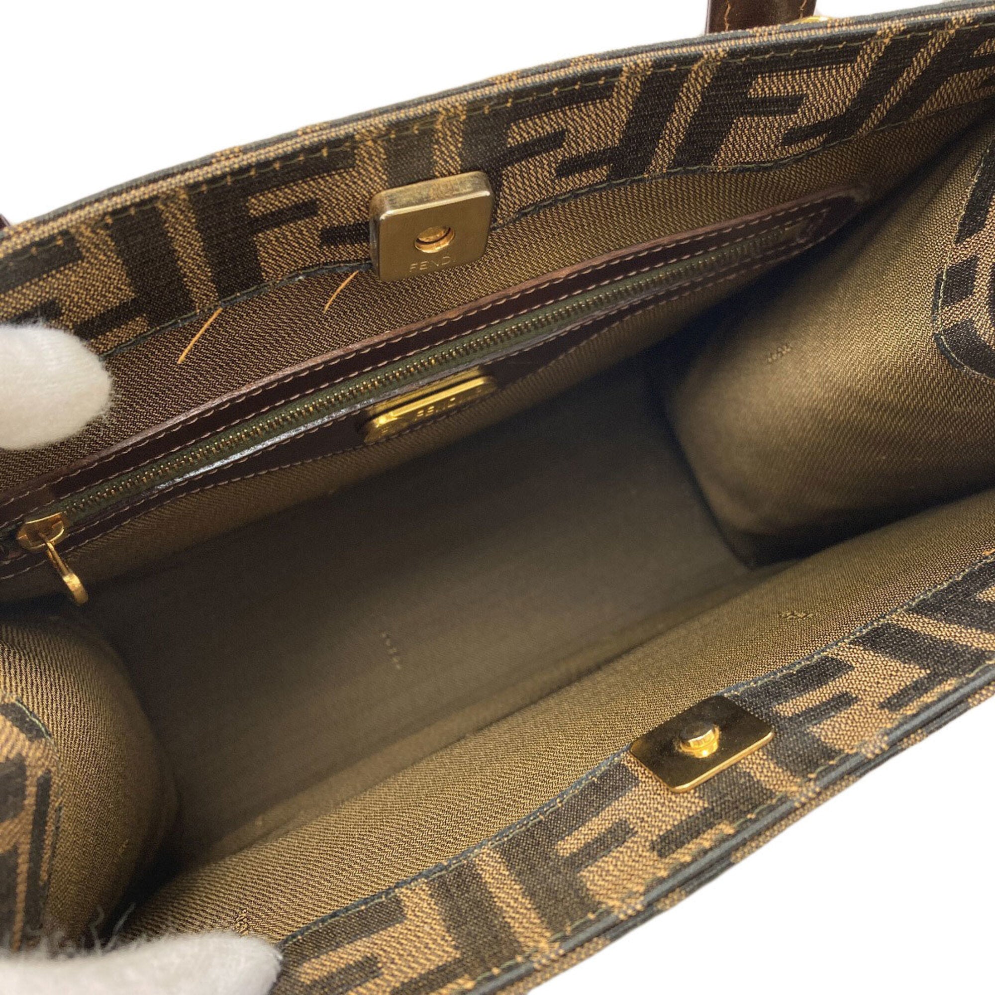 Fendi Brown Canvas Leather Handbag (Pre-Owned)