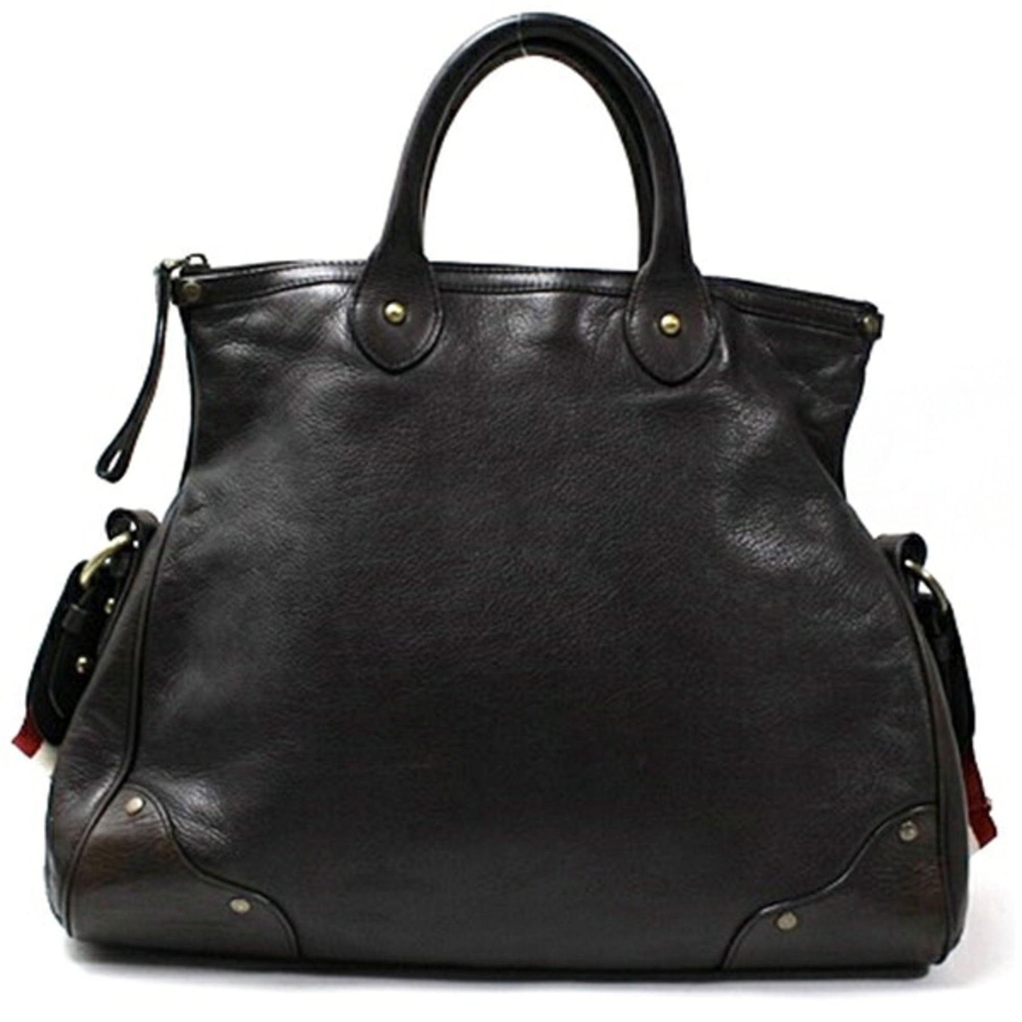 Bally Brown Red Color Leather Tote Bag (Pre-Owned)