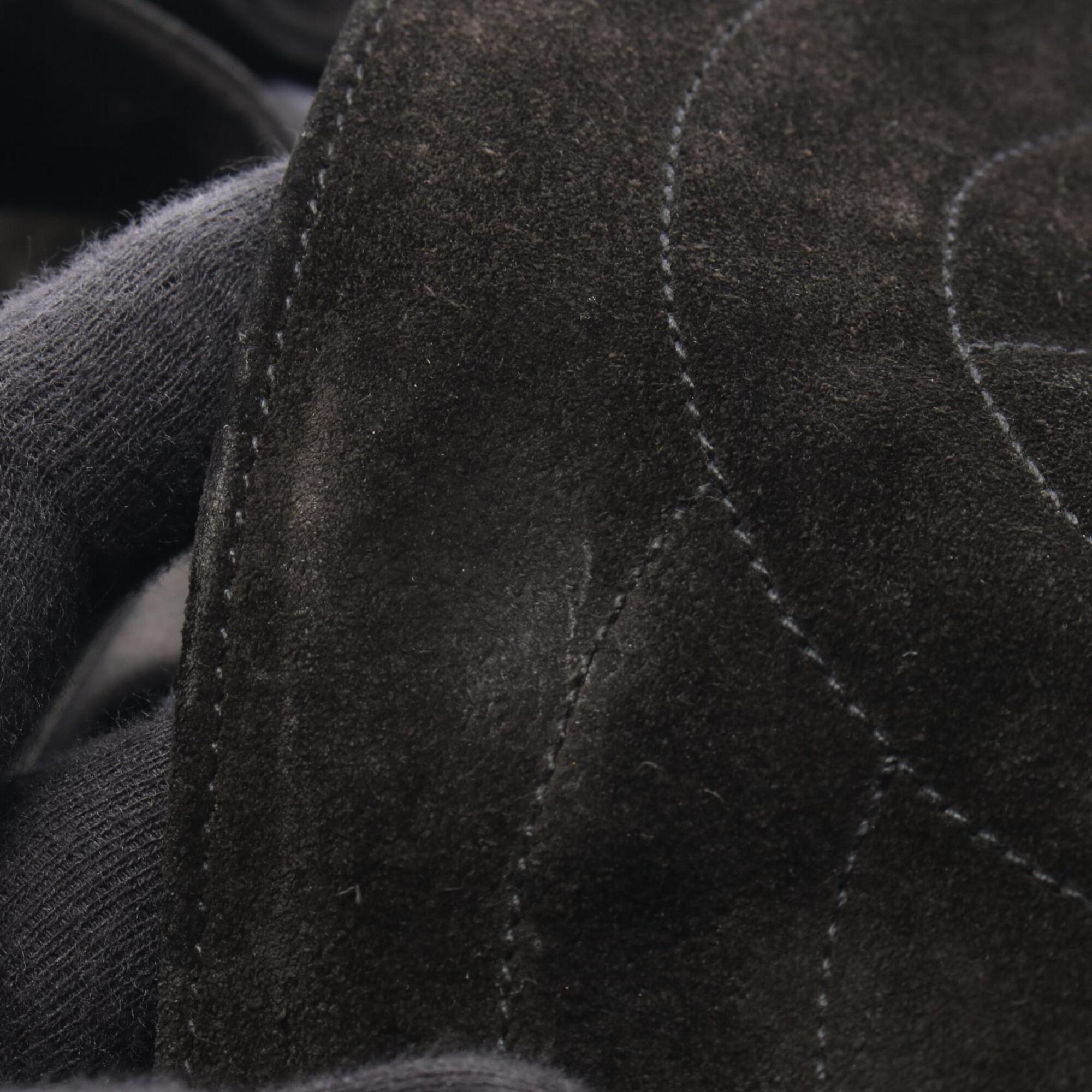 Chanel Black Suede Leather Backpack Handbag (Pre-Owned)