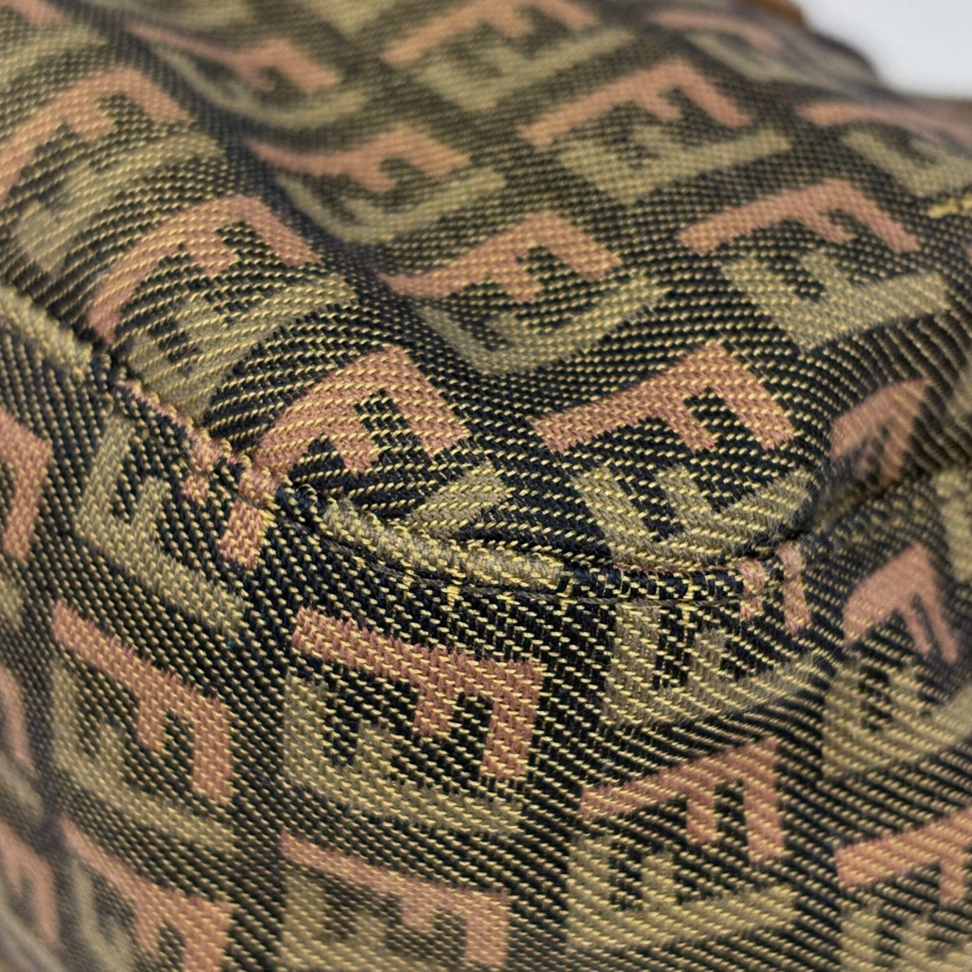 Fendi Brown Green Multi-Color Zucchino Shoulder Bag (Pre-Owned)