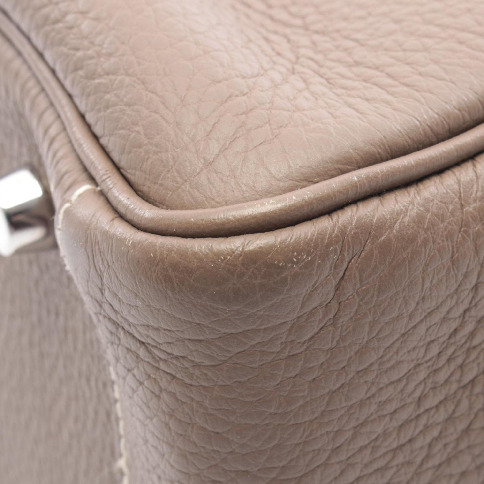 Hermes Gray Taurillon Clemence Leather Leather Handbag Shoulder Bag (Pre-Owned)