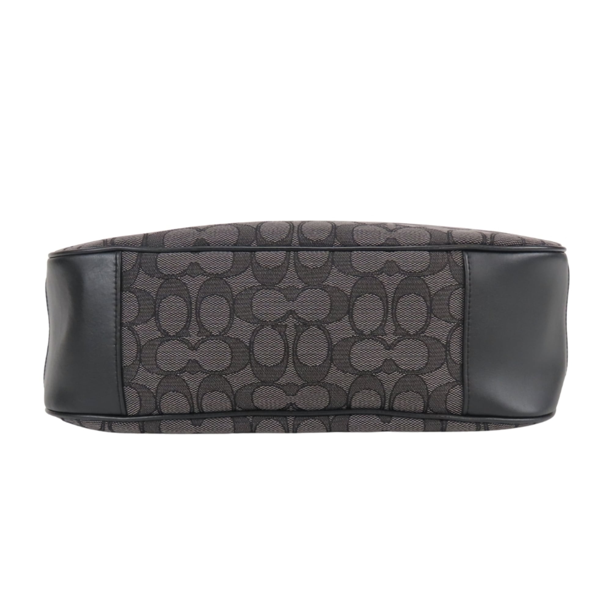 Coach Black Gray Canvas Leather Shoulder Bag (Pre-Owned)
