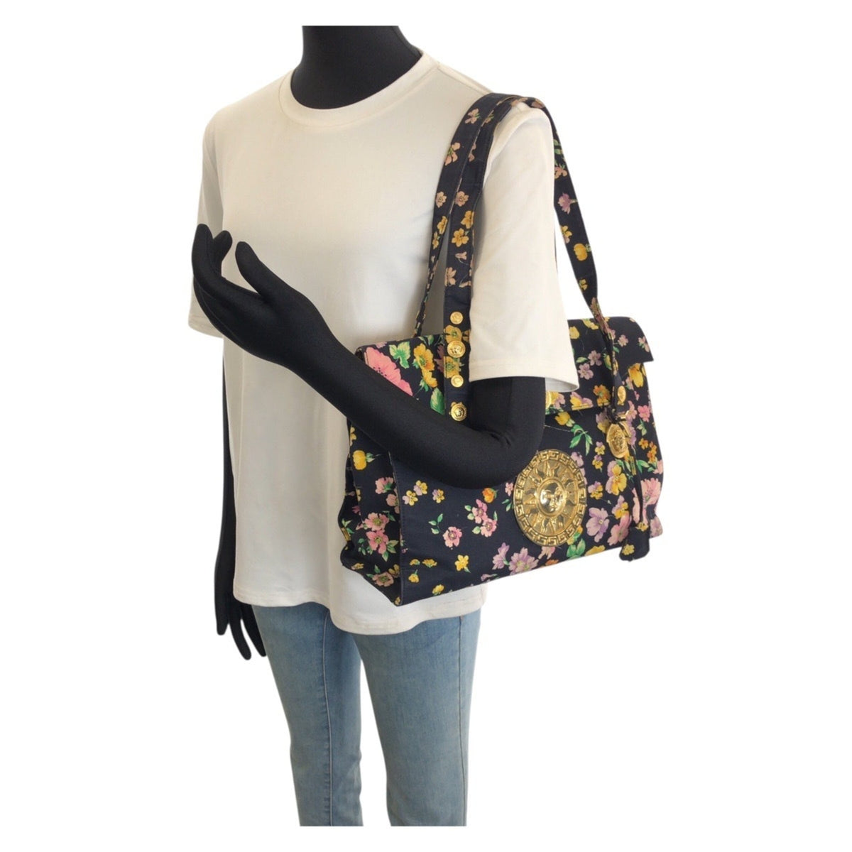 Versace Multi-Color Canvas Shoulder Bag Tote Bag (Pre-Owned)
