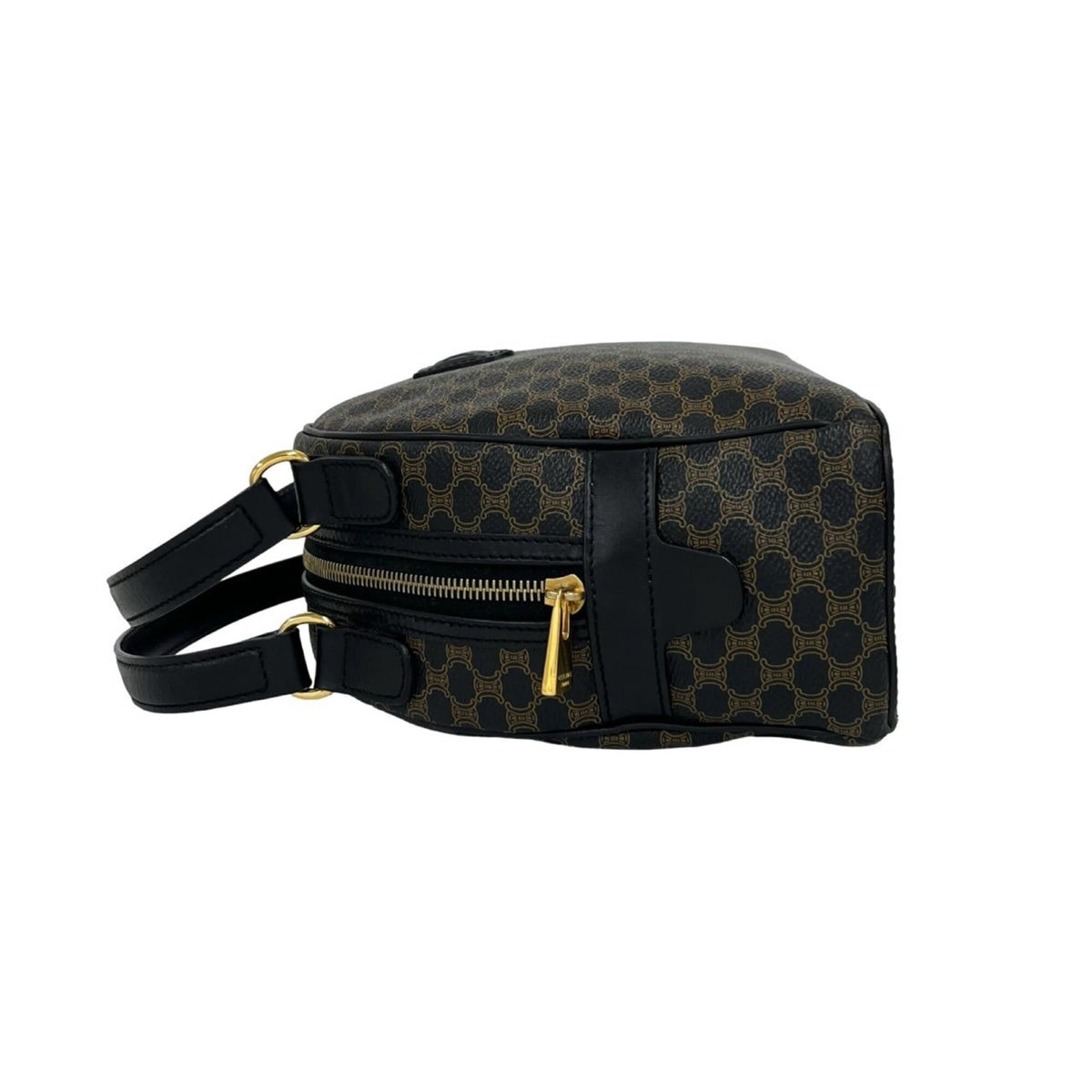 Celine Black Brown Leather Pvc Boston Bag Handbag (Pre-Owned)