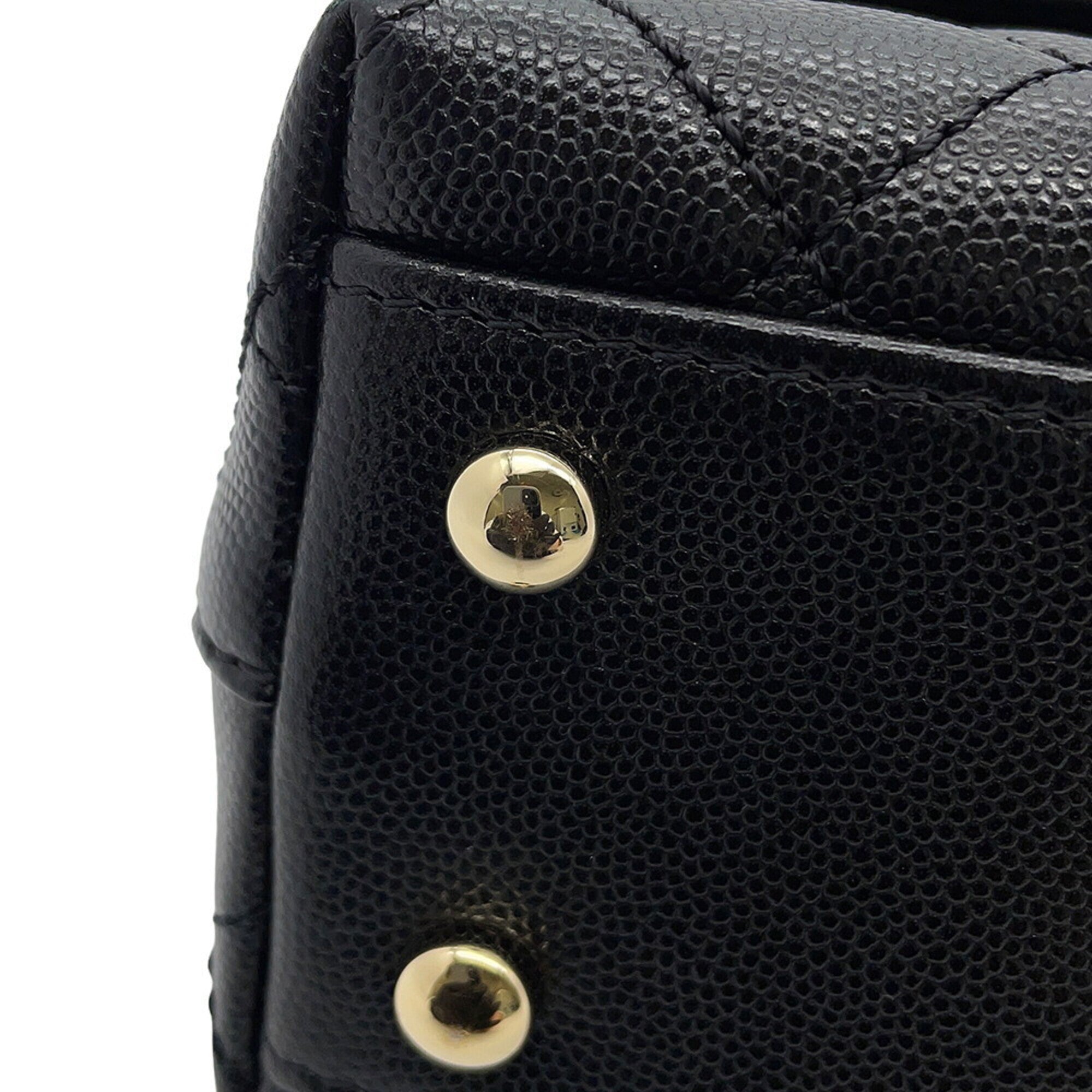 Chanel Matelasse Black Grained Calfskin Handbag Shoulder Bag (Pre-Owned)