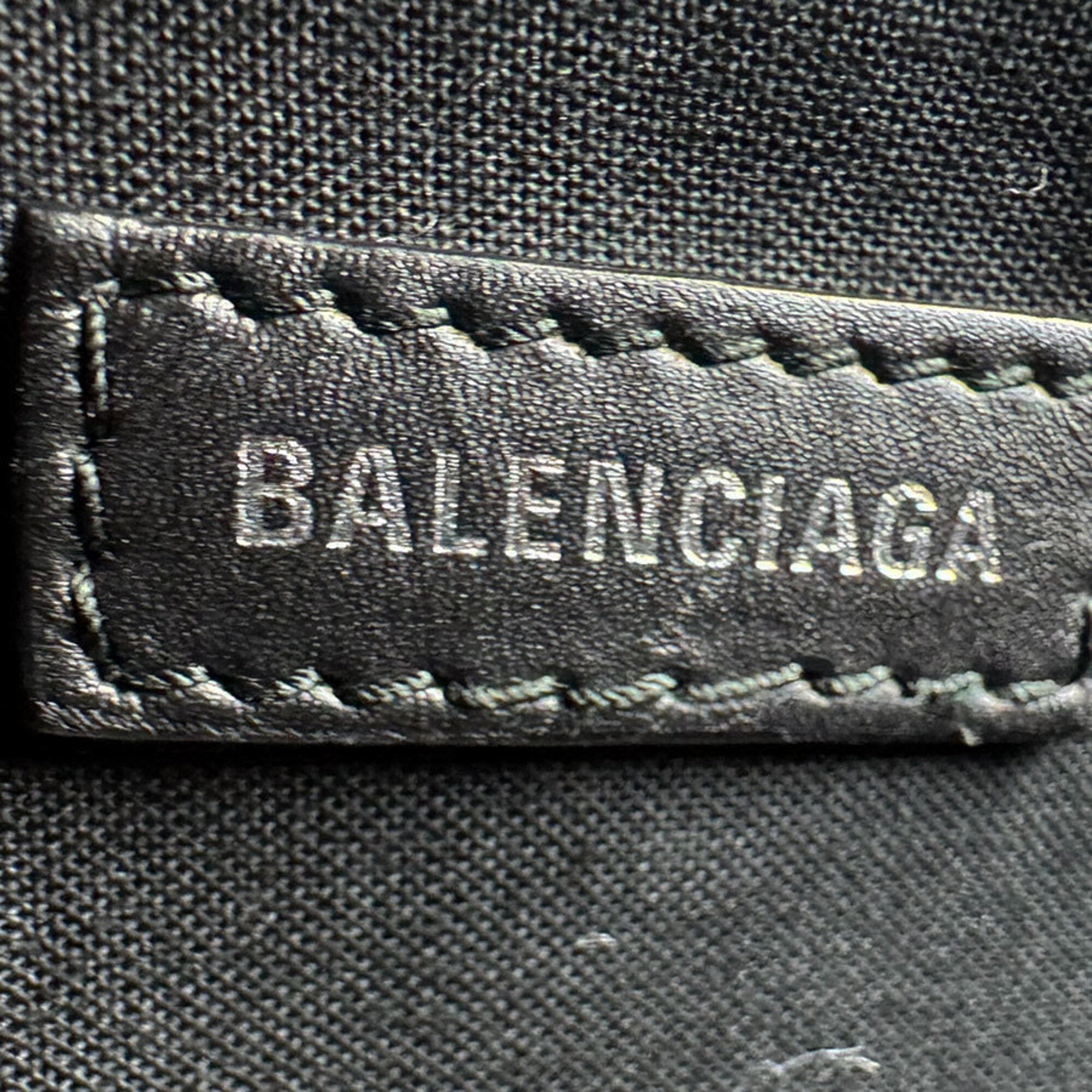 Balenciaga Black Ivory Canvas Leather Handbag Tote Bag (Pre-Owned)