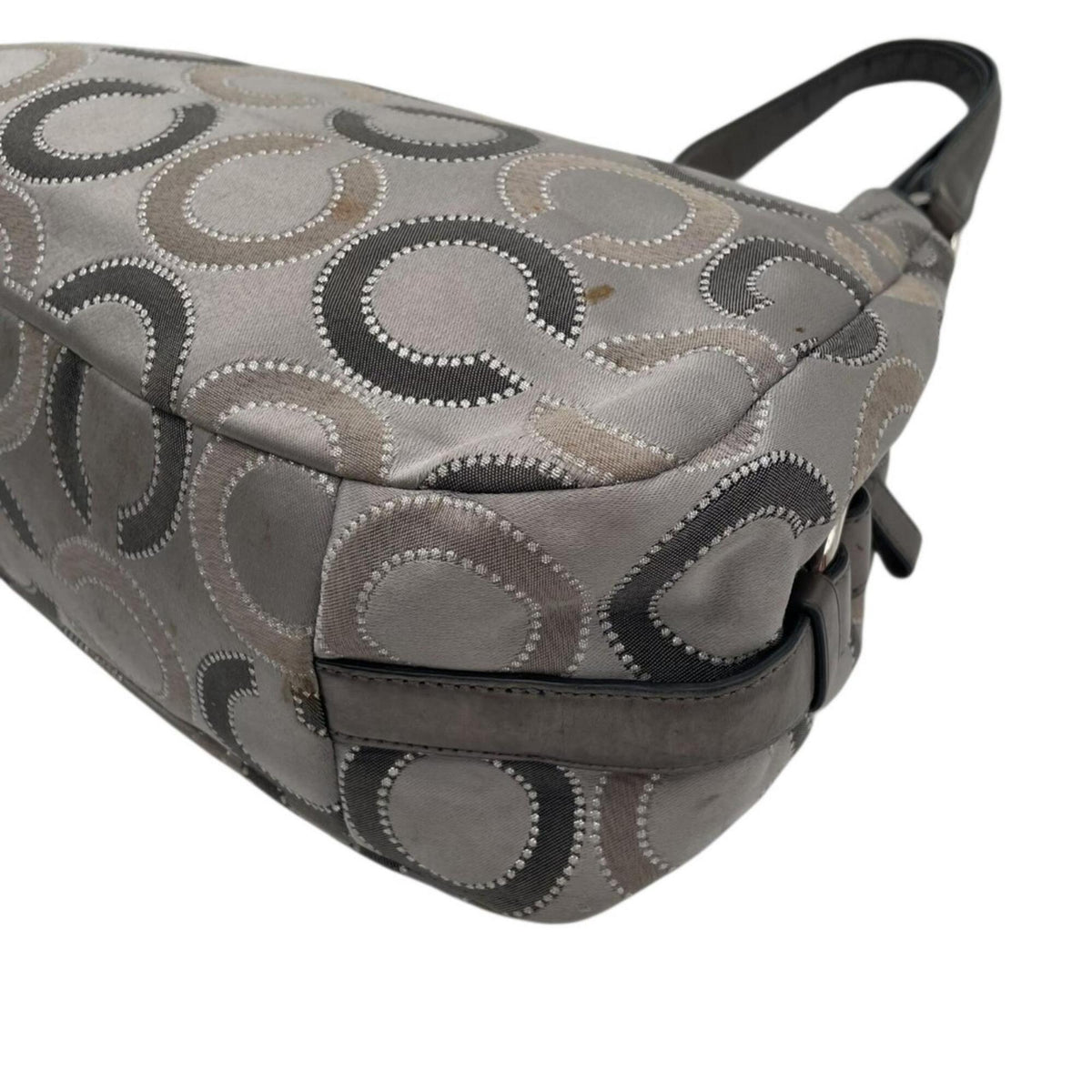 Coach Dark Gray Gray Canvas Leather Shoulder Bag (Pre-Owned)