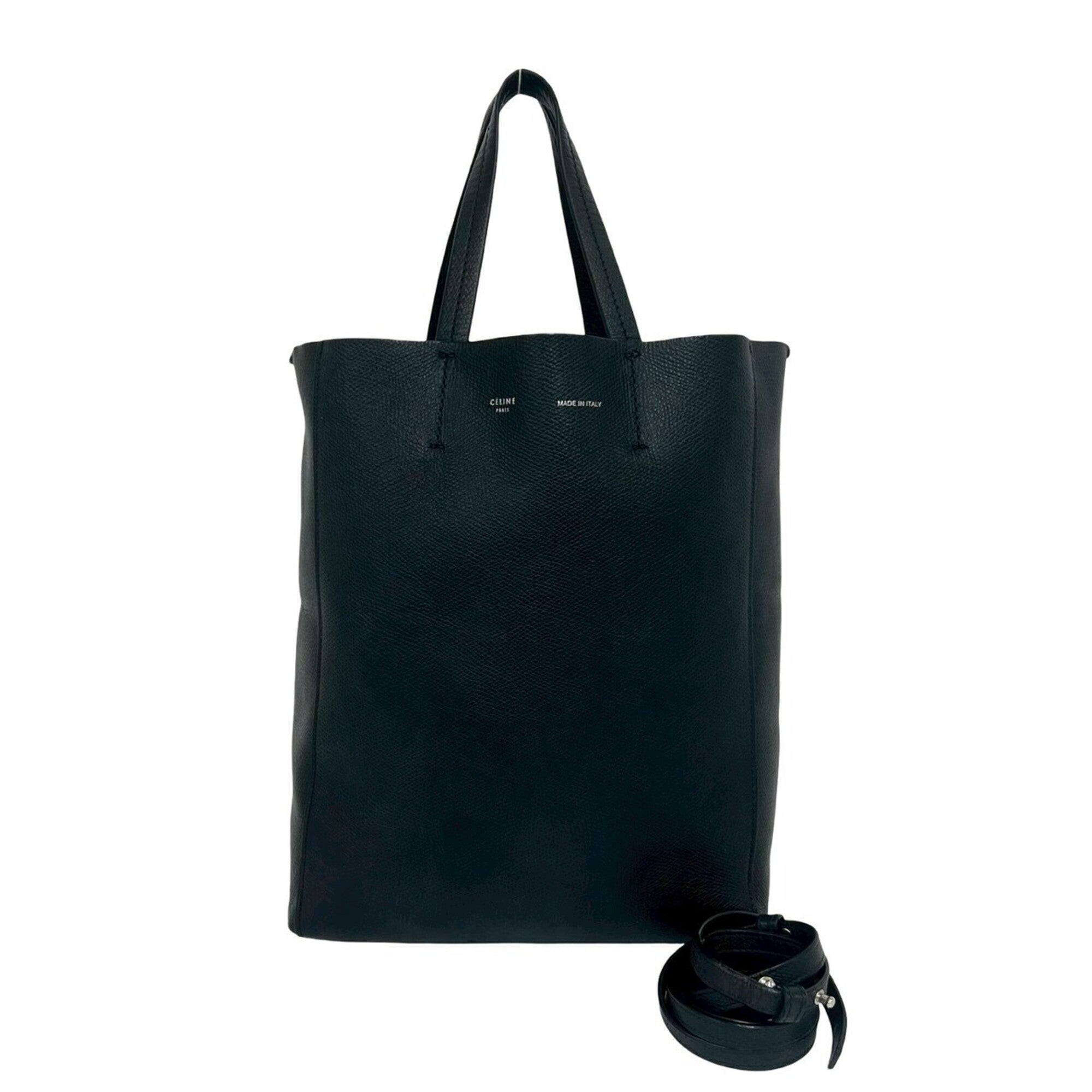Celine Black Leather Handbag Shoulder Bag Tote Bag (Pre-Owned)