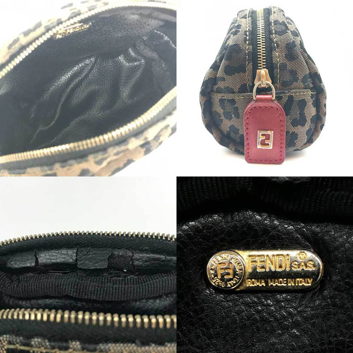 Fendi Brown Canvas Leather Pouch (Pre-Owned)