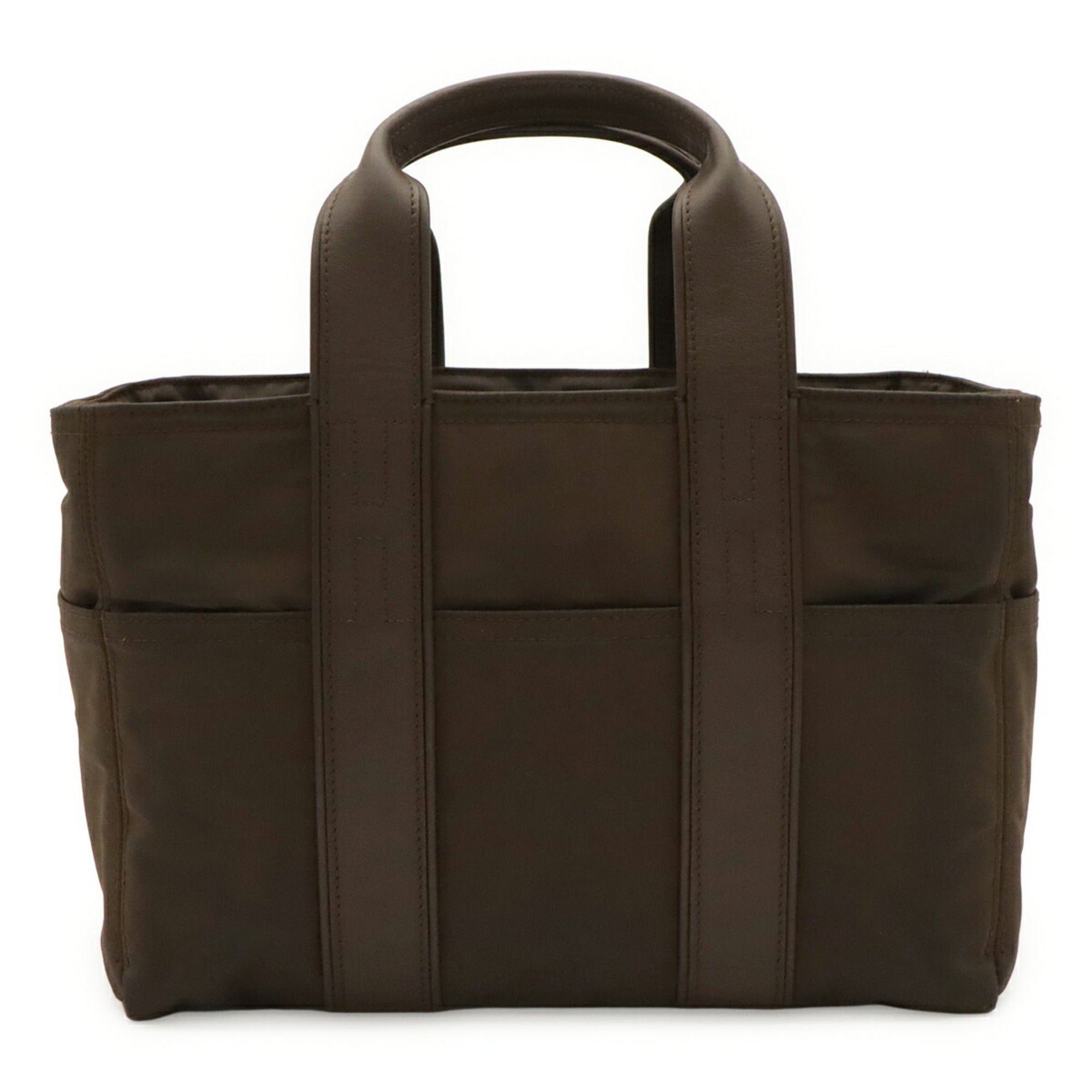 Hermes Dark Brown Nylon Handbag Tote Bag (Pre-Owned)