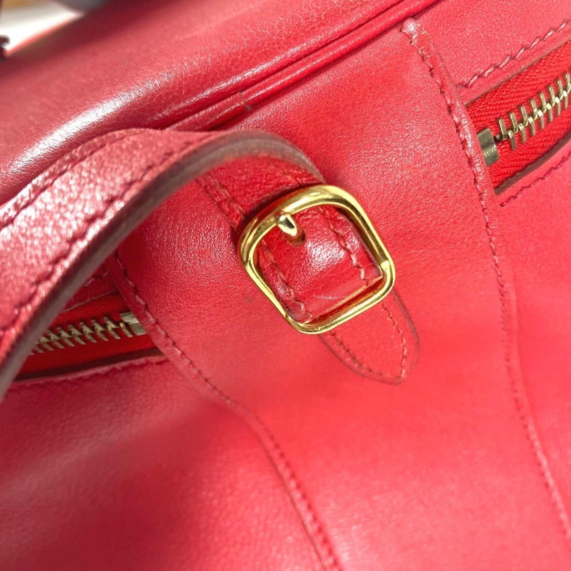 Hermes Intercity Red Color Leather Handbag Shoulder Bag Vanity Bag (Pre-Owned)