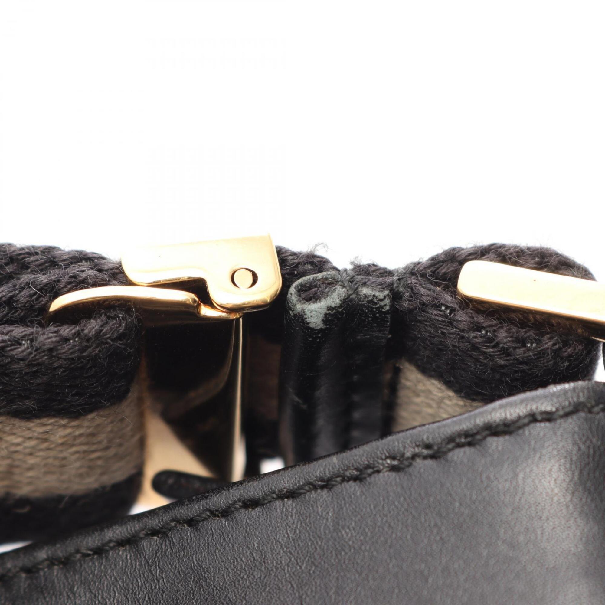 Gucci Black Gg Canvas Leather Handbag Shoulder Bag (Pre-Owned)