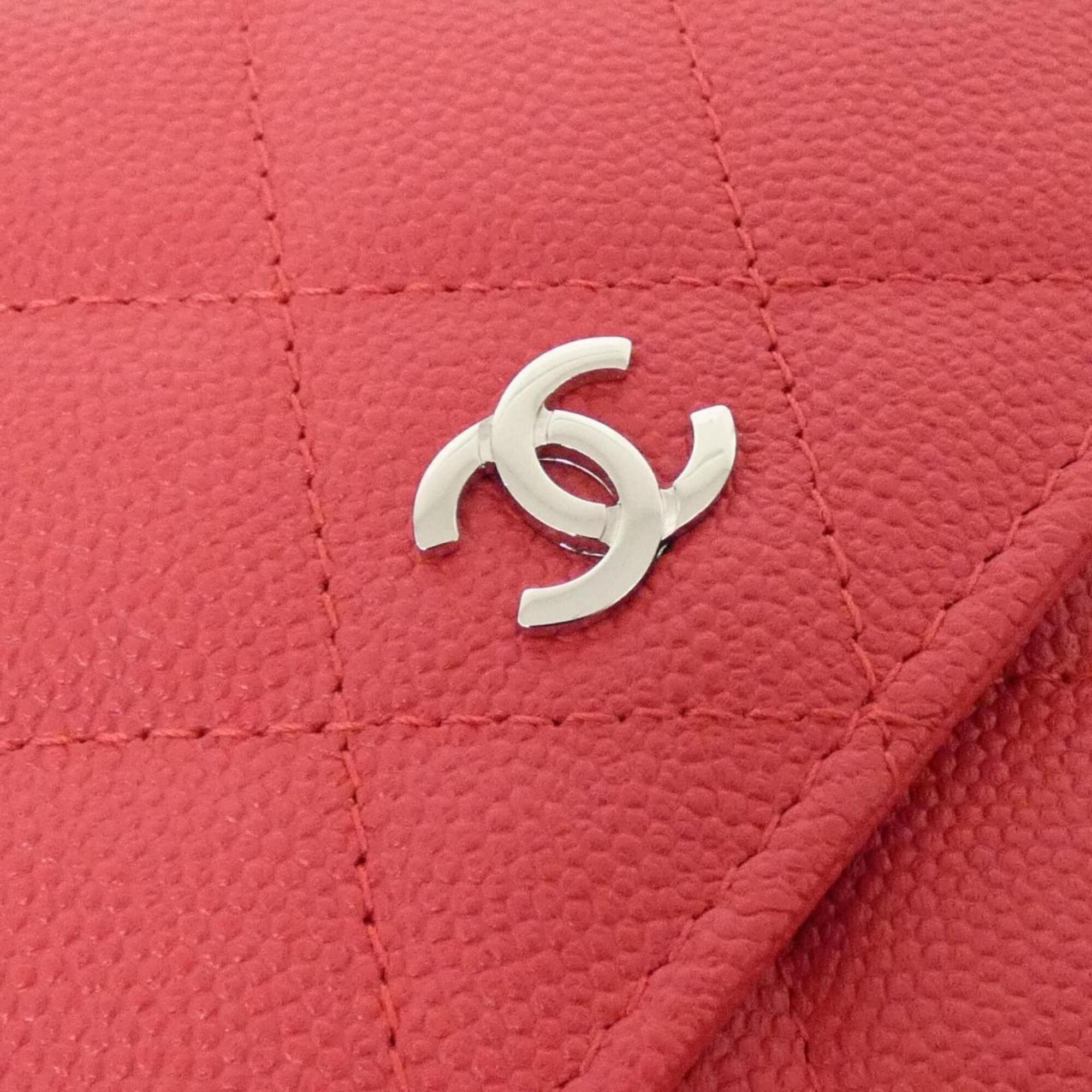 Chanel Pink Grained Calfskin Chain/Shoulder Wallet (Pre-Owned)