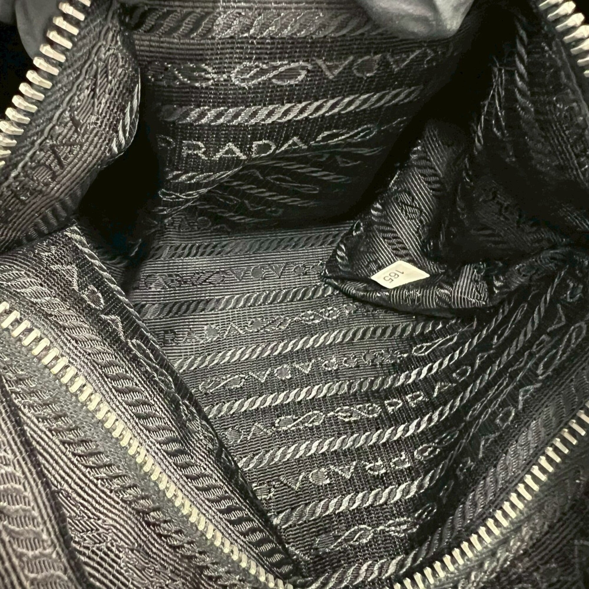 Prada Black Nylon Leather Shoulder Bag Tote Bag (Pre-Owned)
