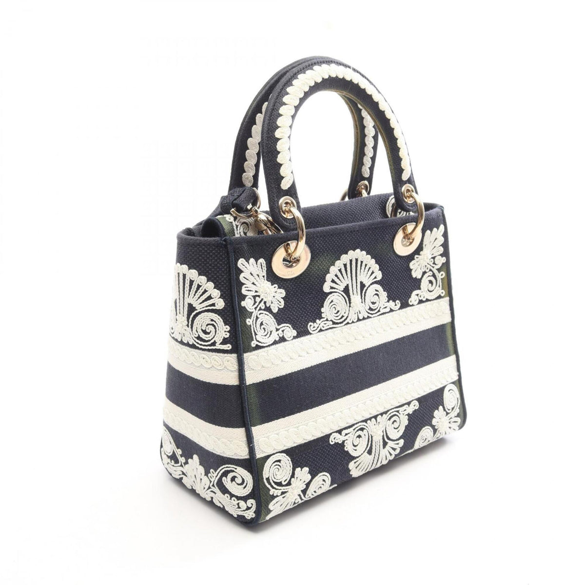 Christian Dior Navy White Canvas Handbag (Pre-Owned)