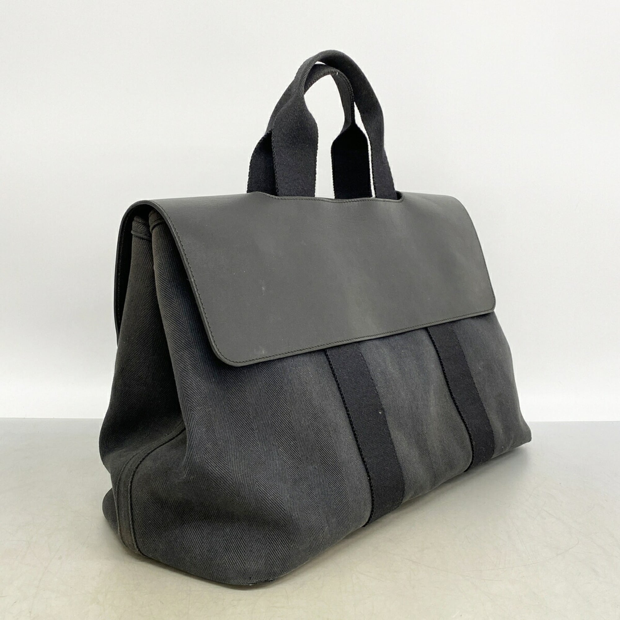 Hermes Black Toile Chevron Tote Bag (Pre-Owned)