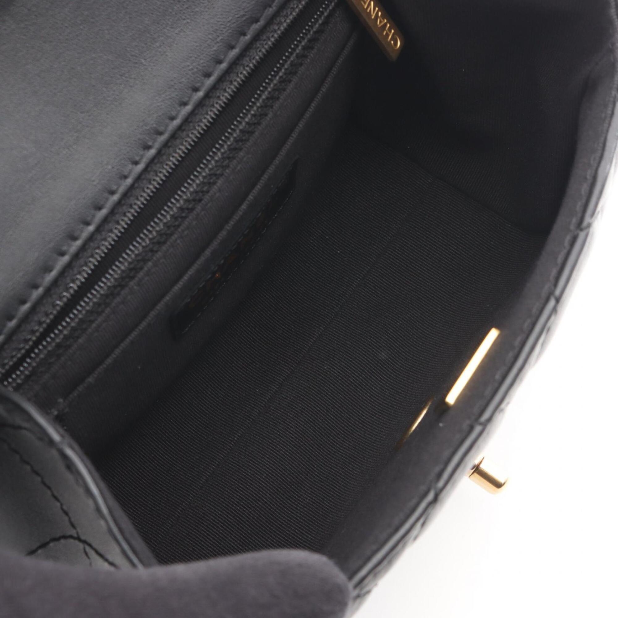 Chanel Black Leather Handbag Shoulder Bag (Pre-Owned)
