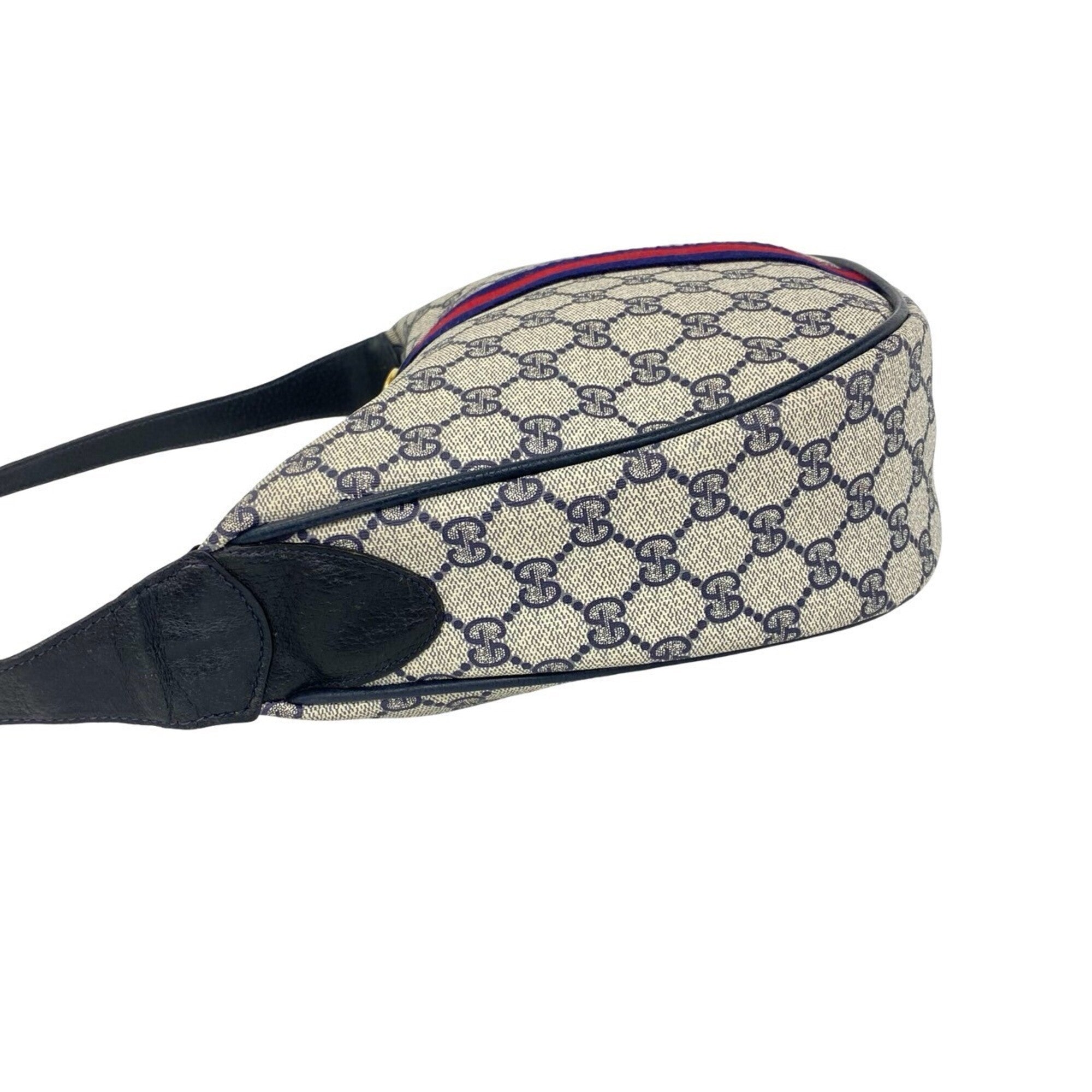 Gucci Navy Red Color Leather Pvc Shoulder Bag (Pre-Owned)