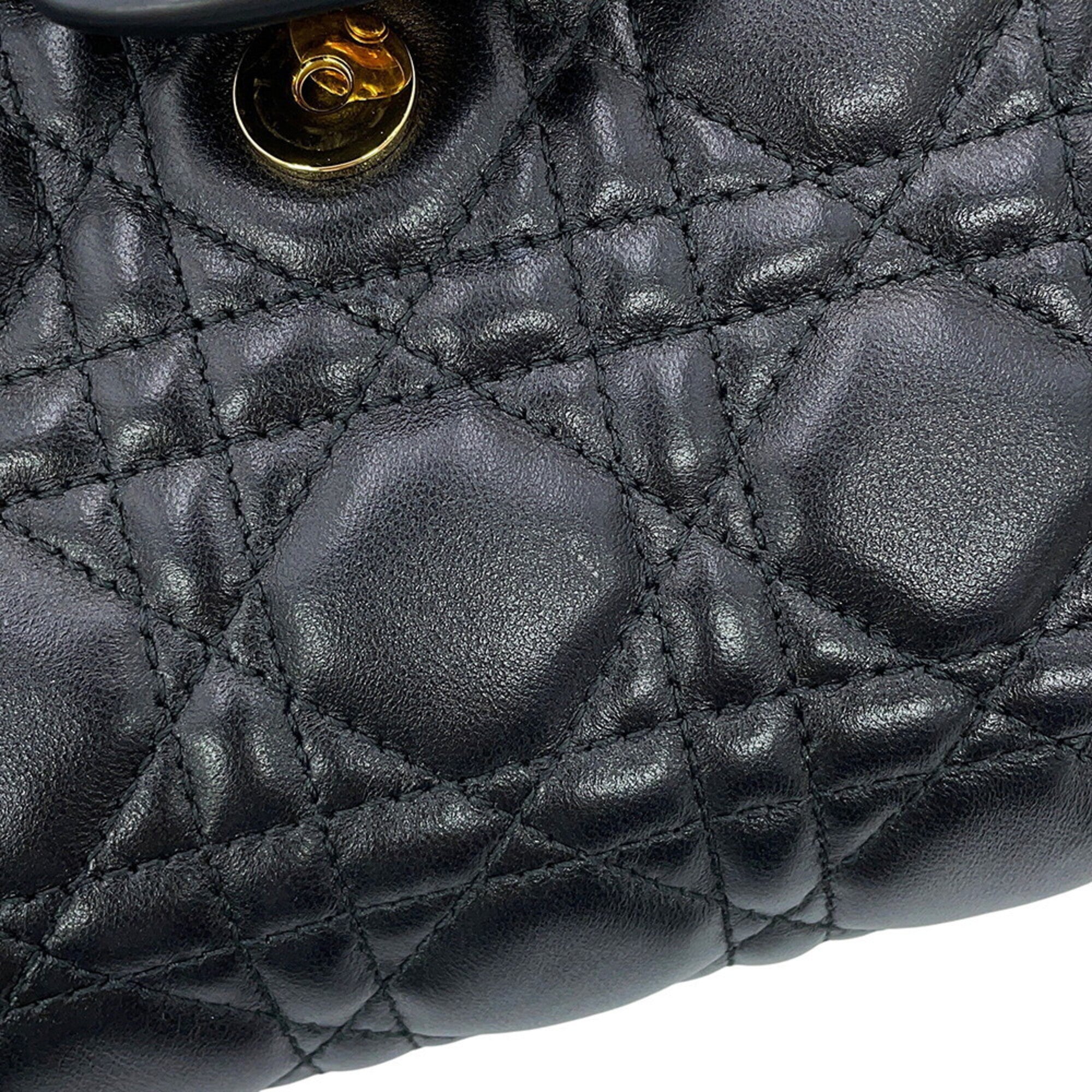 Christian Dior Black Leather Handbag Shoulder Bag (Pre-Owned)
