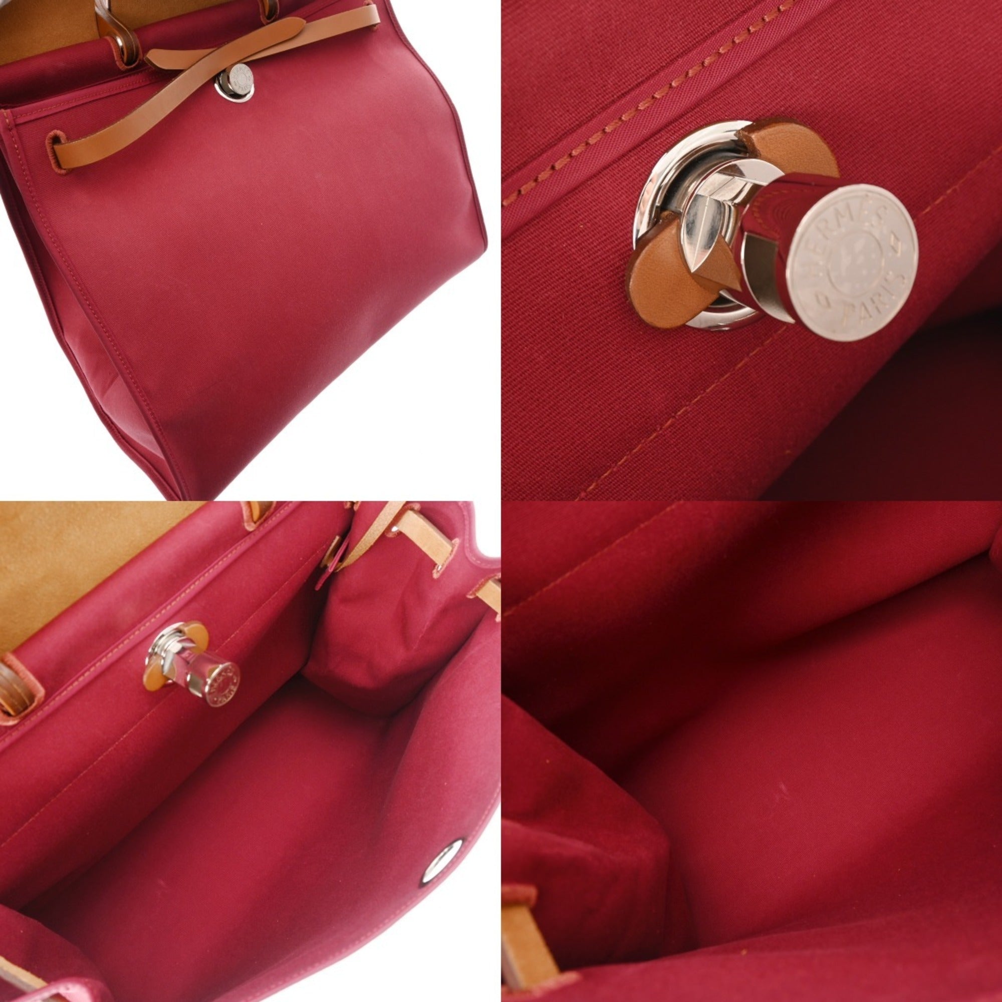 Hermes Bordeaux Toile Officier Handbag Pouch (Pre-Owned)
