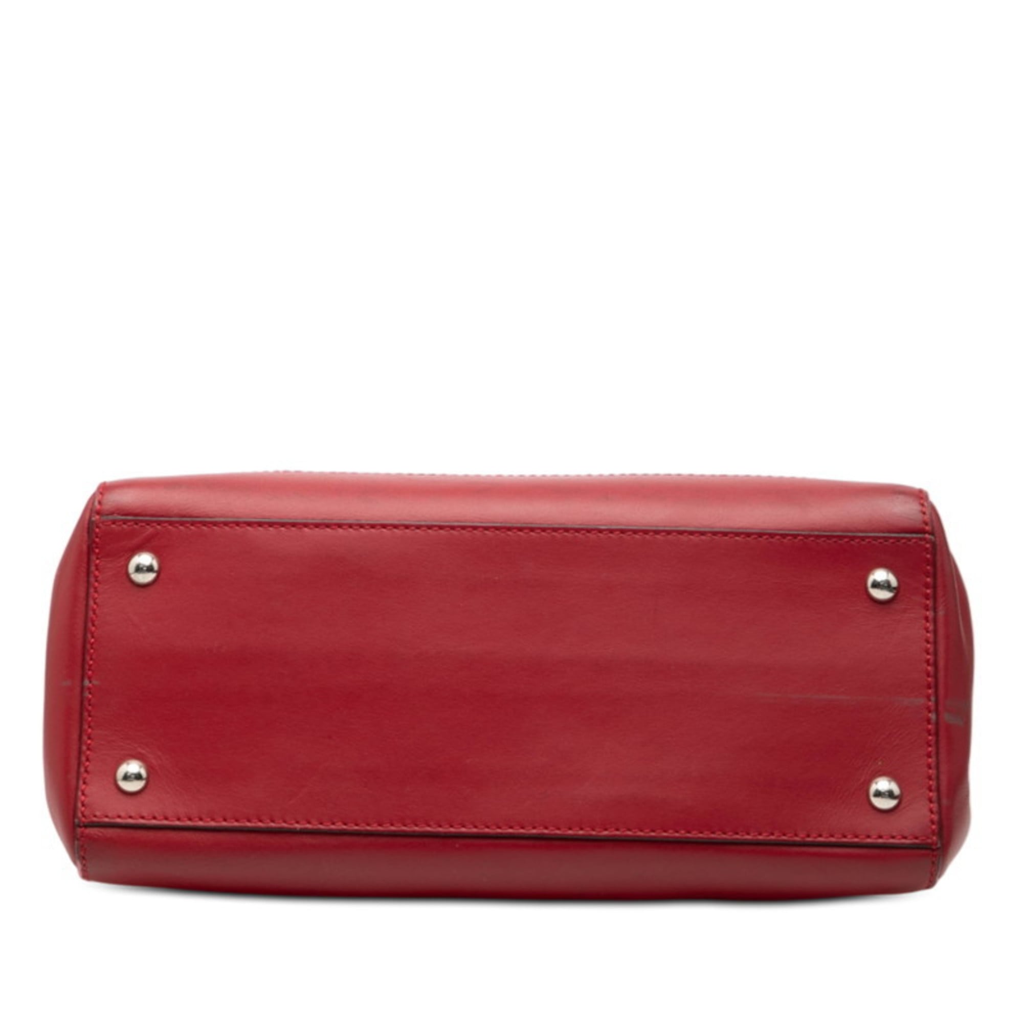 Fendi Red Color Leather Handbag Pouch Shoulder Bag (Pre-Owned)