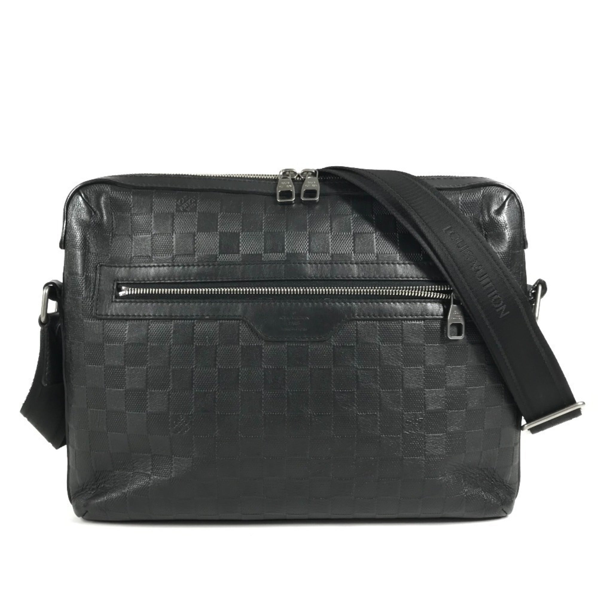 Louis Vuitton Black Onyx Damier Infini Leather Messenger Bag Shoulder Bag (Pre-Owned)