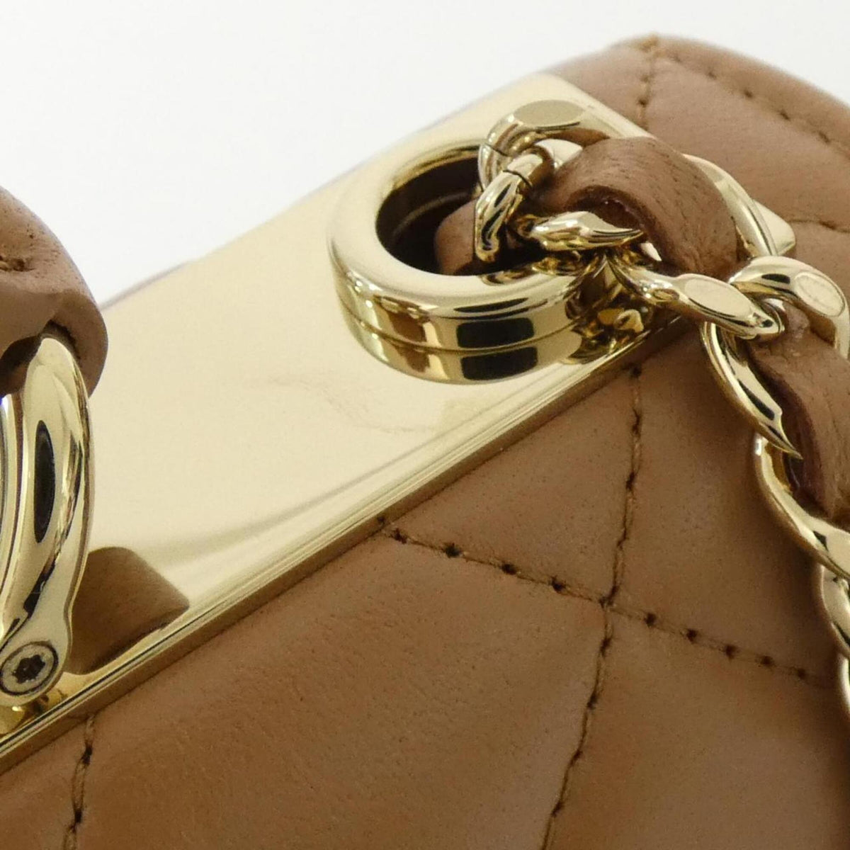 Chanel Dark Beige Leather Handbag Shoulder Bag (Pre-Owned)
