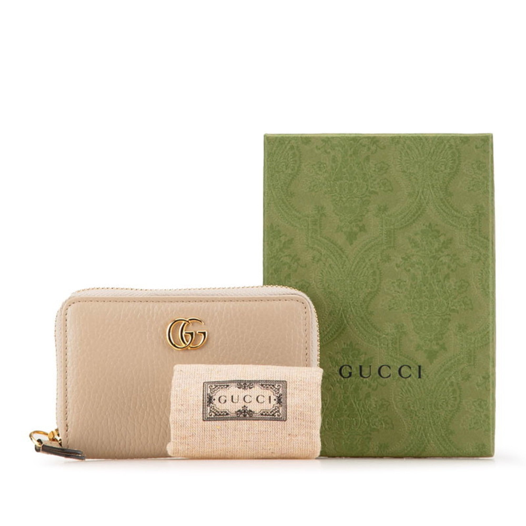 Gucci Gold Beige Leather Coin Purse/Coin Case (Pre-Owned)