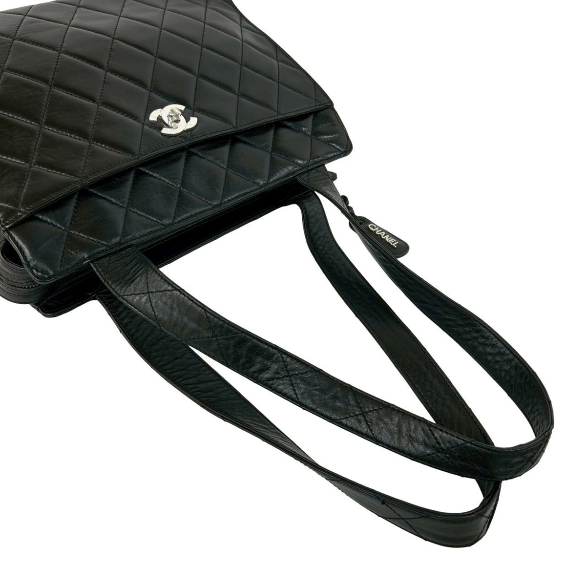 Chanel Black Leather Shoulder Bag Tote Bag (Pre-Owned)