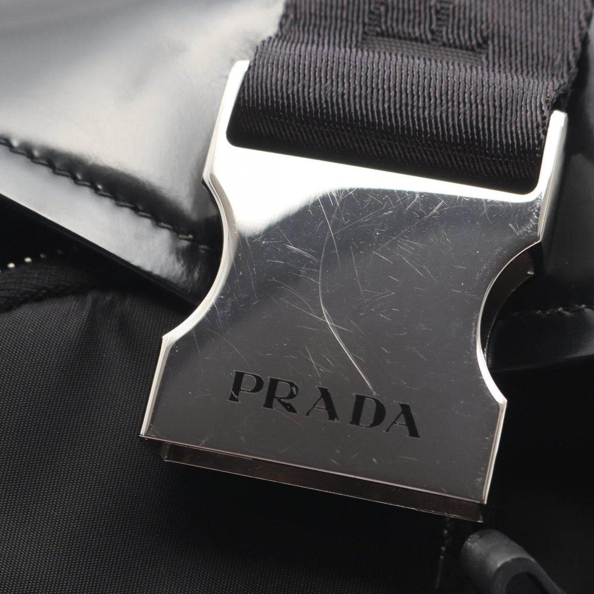 Prada Black Nylon Leather Handbag Pouch Shoulder Bag (Pre-Owned)