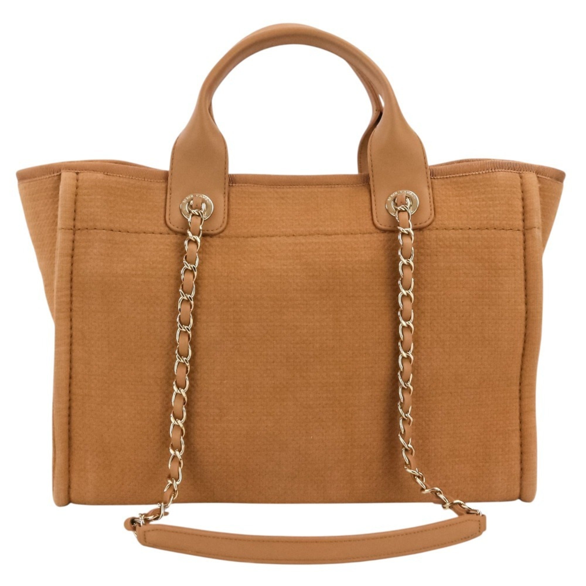 Chanel Pink Beige Fabric Handbag Pouch Shoulder Bag Tote Bag (Pre-Owned)