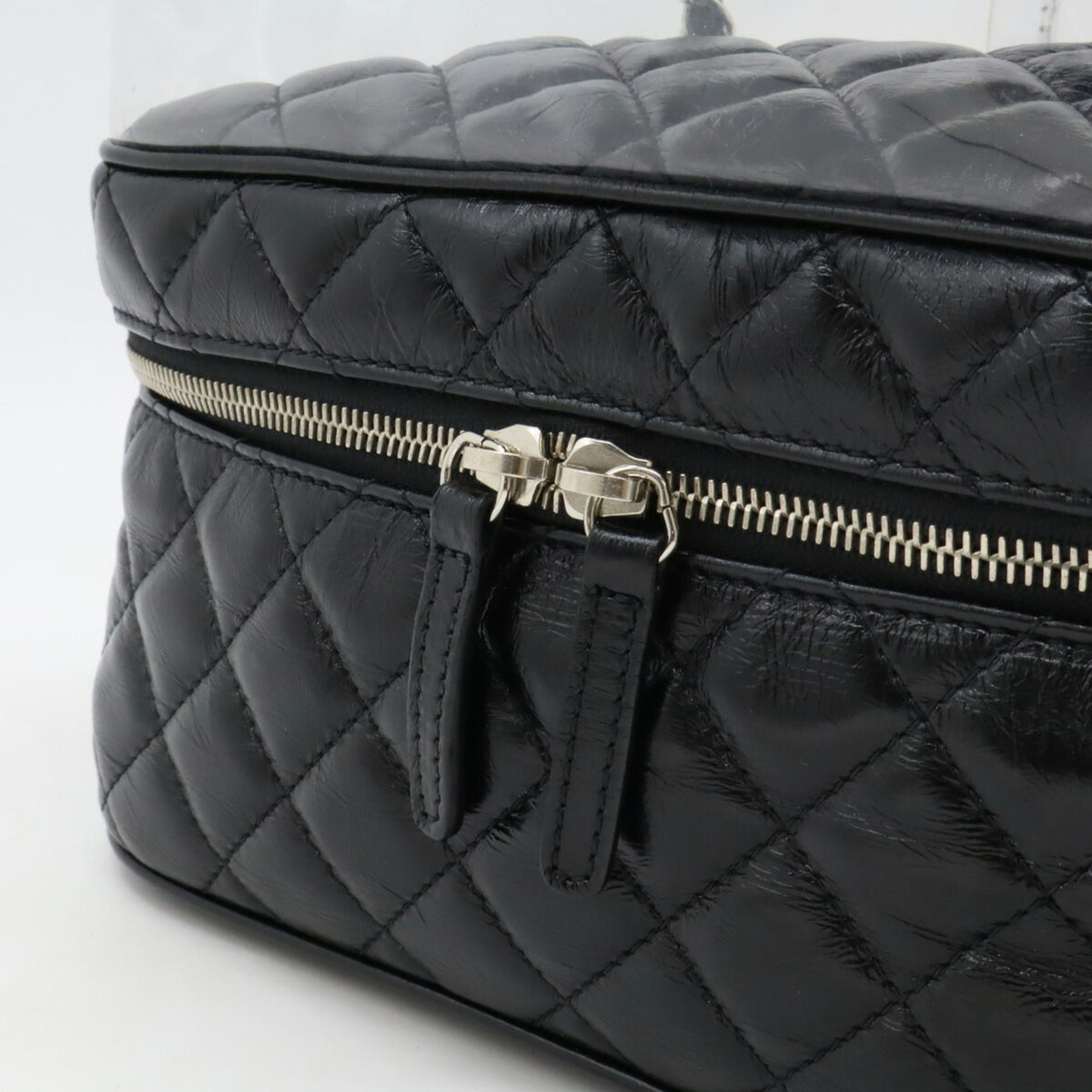Chanel Black Vinyl Leather Shoulder Bag (Pre-Owned)