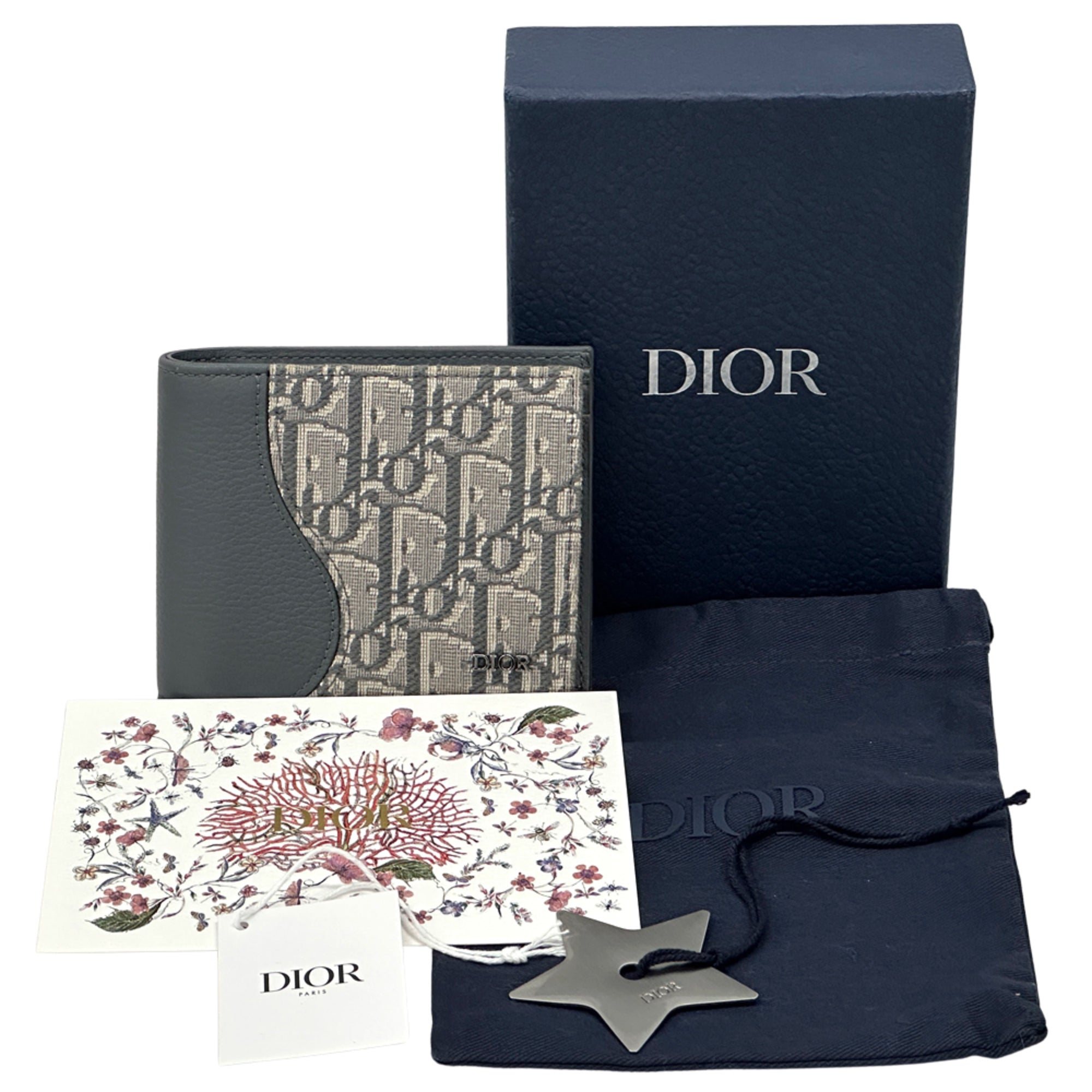 Christian Dior Gray Leather Wallet (Bi-Fold) (Pre-Owned)