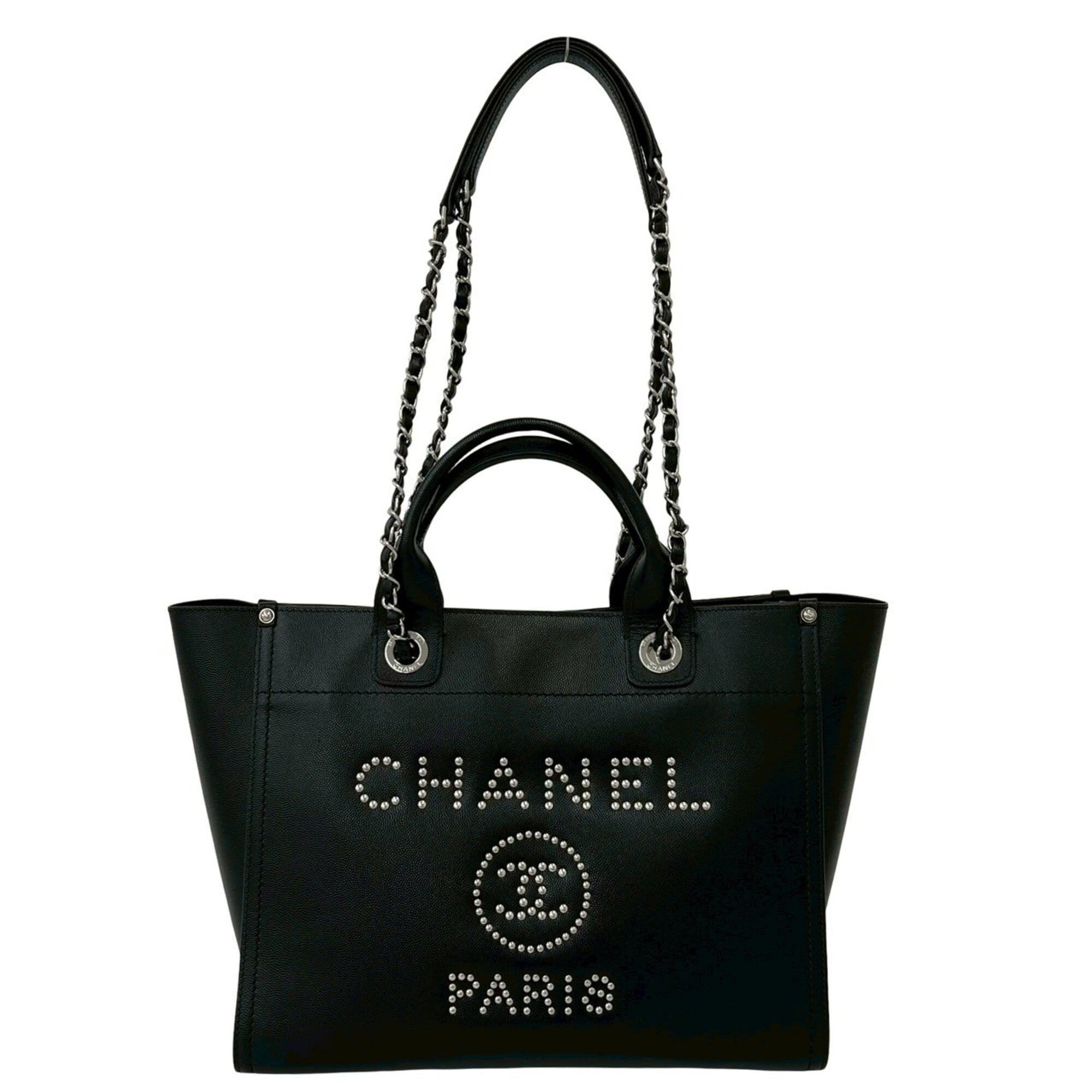 Chanel Black Grained Calfskin Handbag Tote Bag (Pre-Owned)