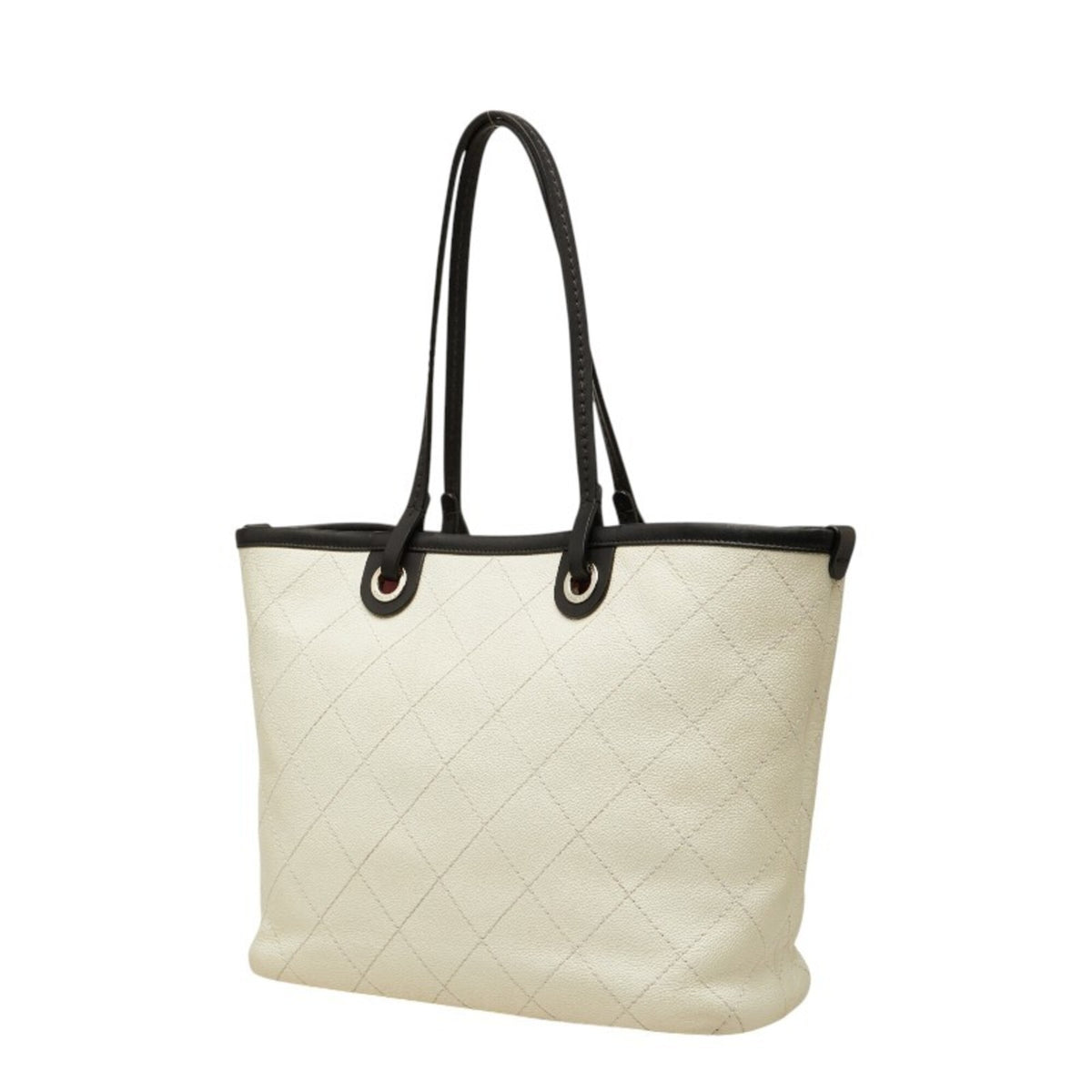 Chanel White Grained Calfskin Shoulder Bag Tote Bag (Pre-Owned)