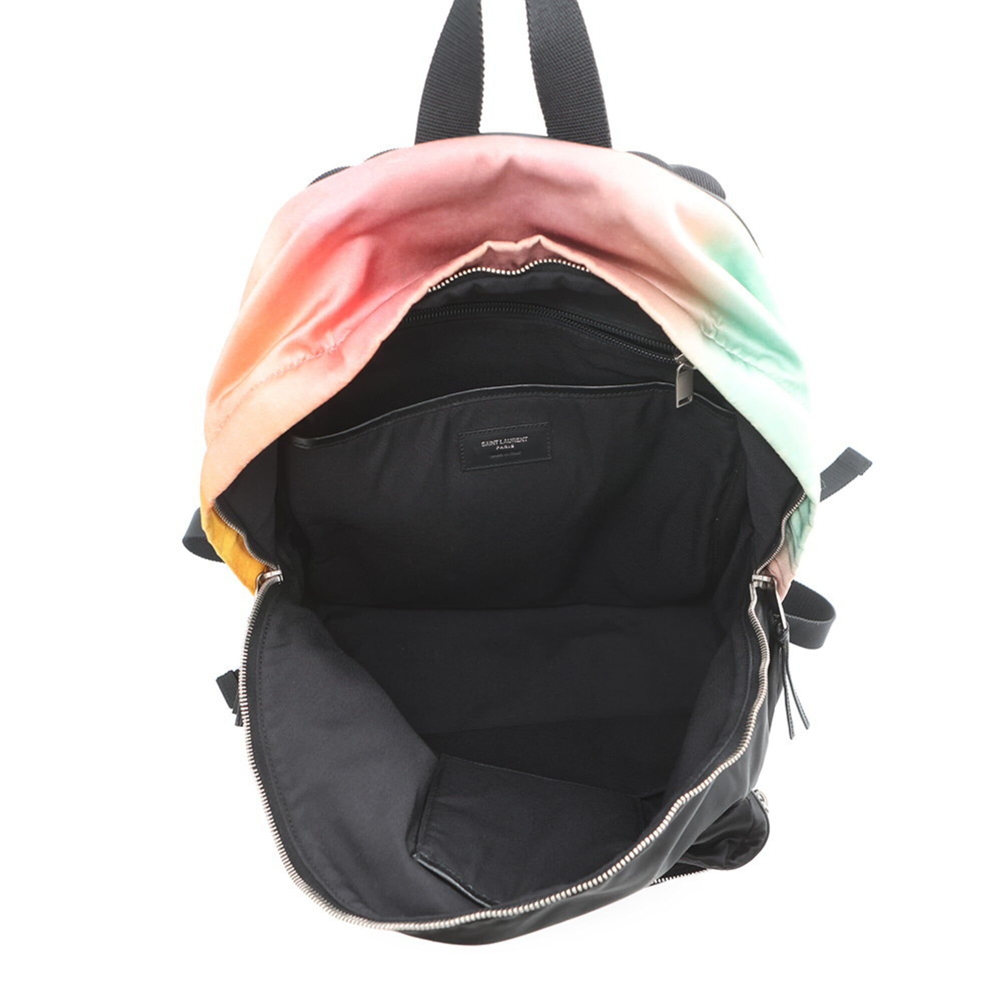Yves Saint Laurent Black Multi-Color Nylon Backpack Handbag (Pre-Owned)