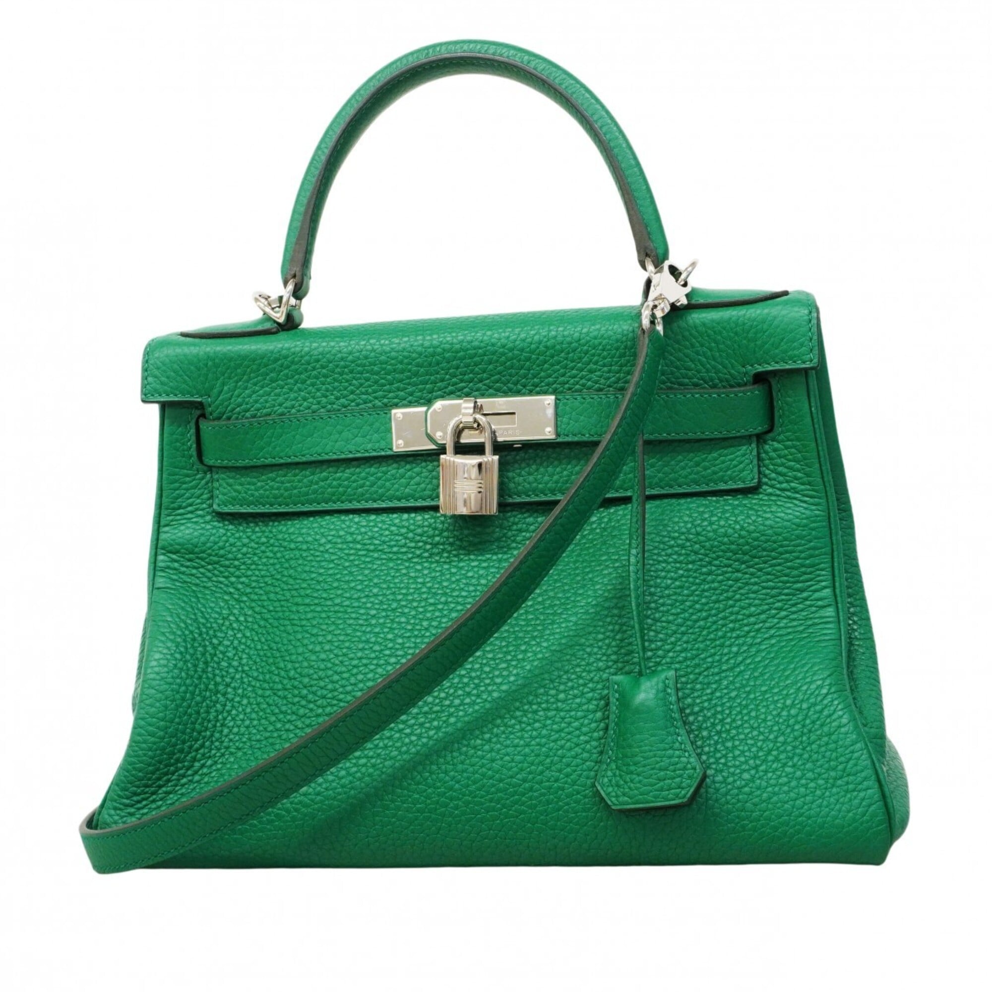 Hermes Green Taurillon Clemence Leather Handbag (Pre-Owned)