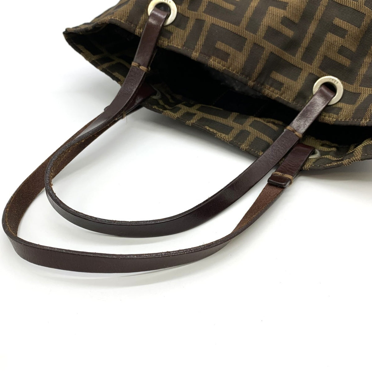 Fendi Zucca Brown Nylon Leather Tote Bag (Pre-Owned)