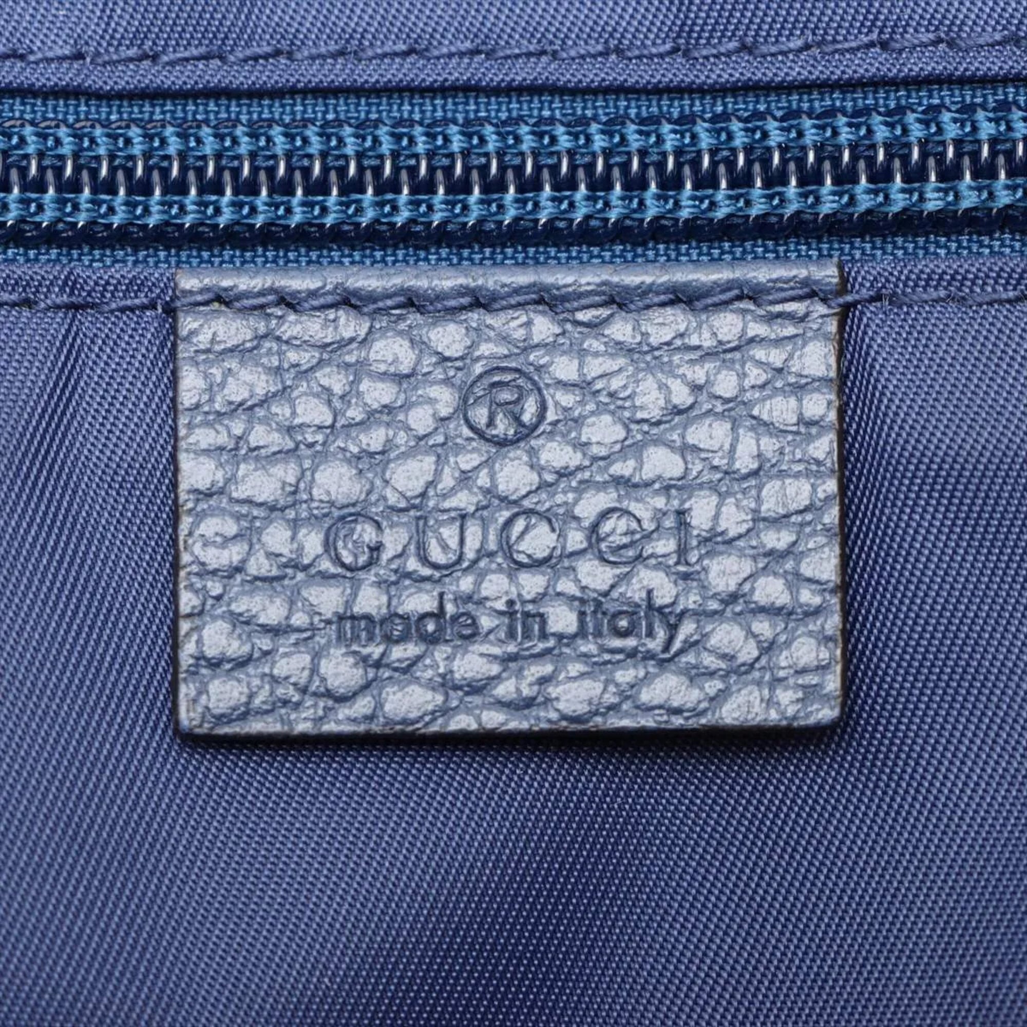 Gucci Blue Nylon Leather Handbag Shoulder Bag Tote Bag (Pre-Owned)