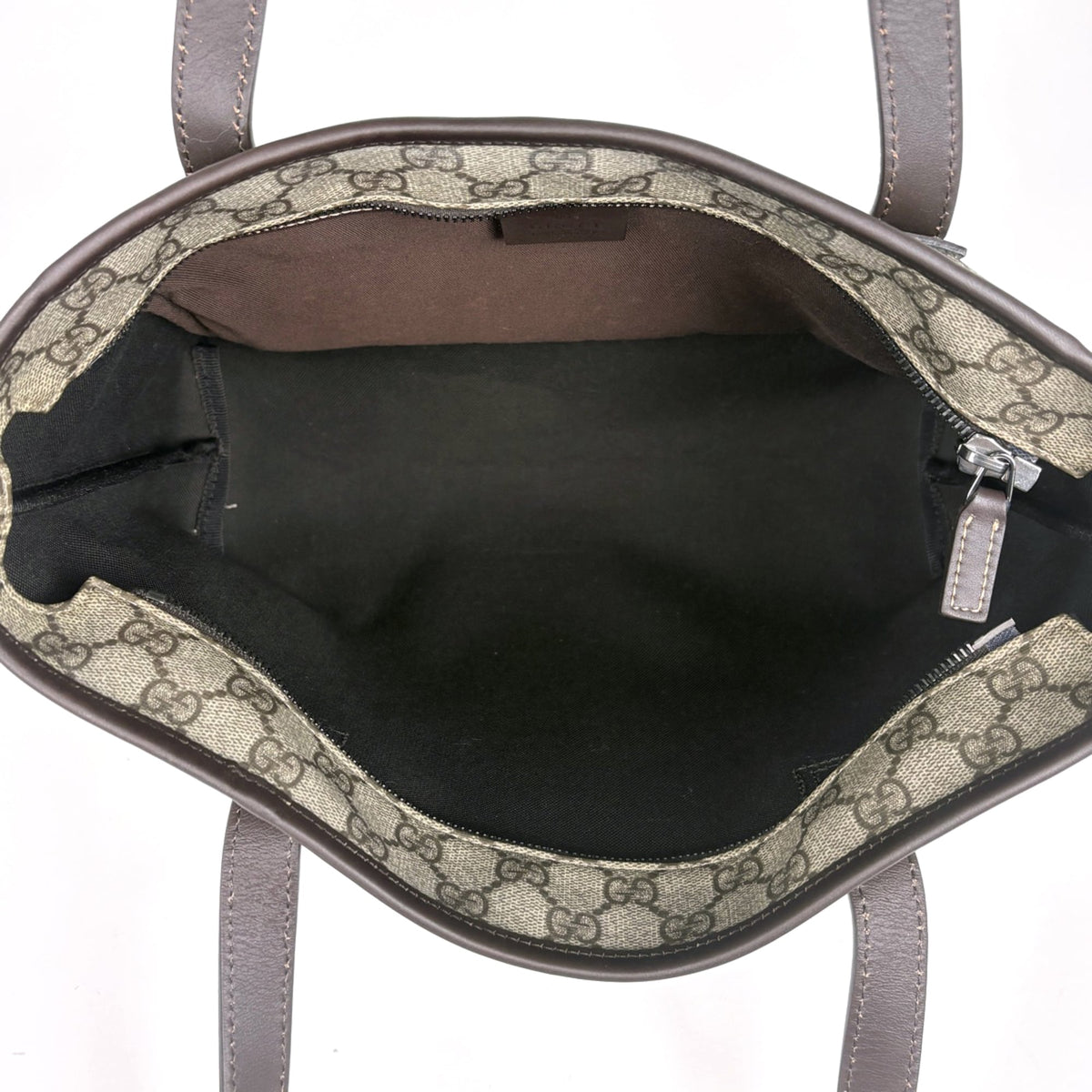 Gucci Beige Brown Coated Canvas Leather Tote Bag (Pre-Owned)