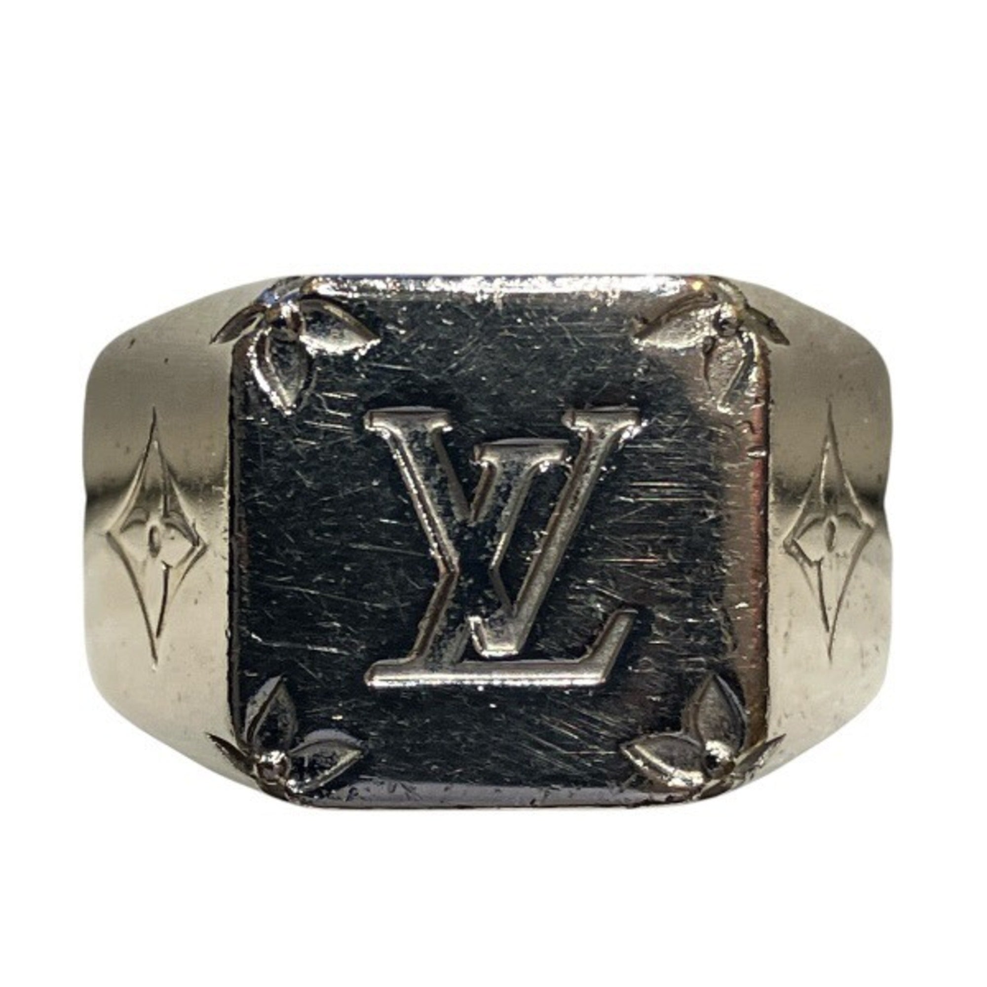 Louis Vuitton Silver Gold Plating Band Ring (Pre-Owned)