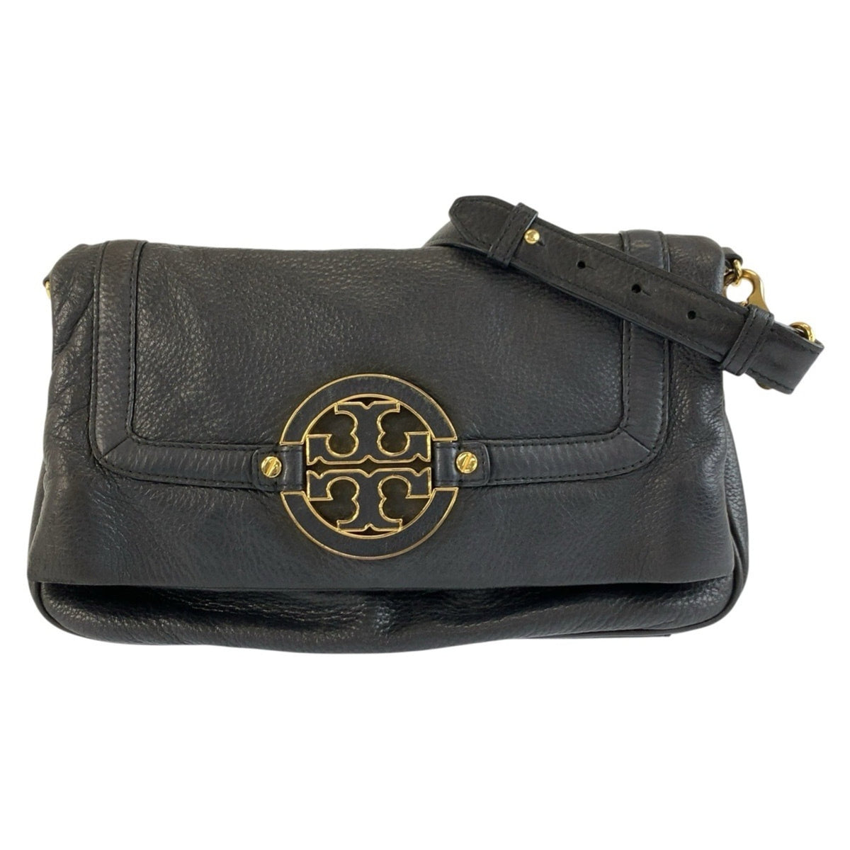 Tory Burch Black Leather Clutch Bag Shoulder Bag (Pre-Owned)