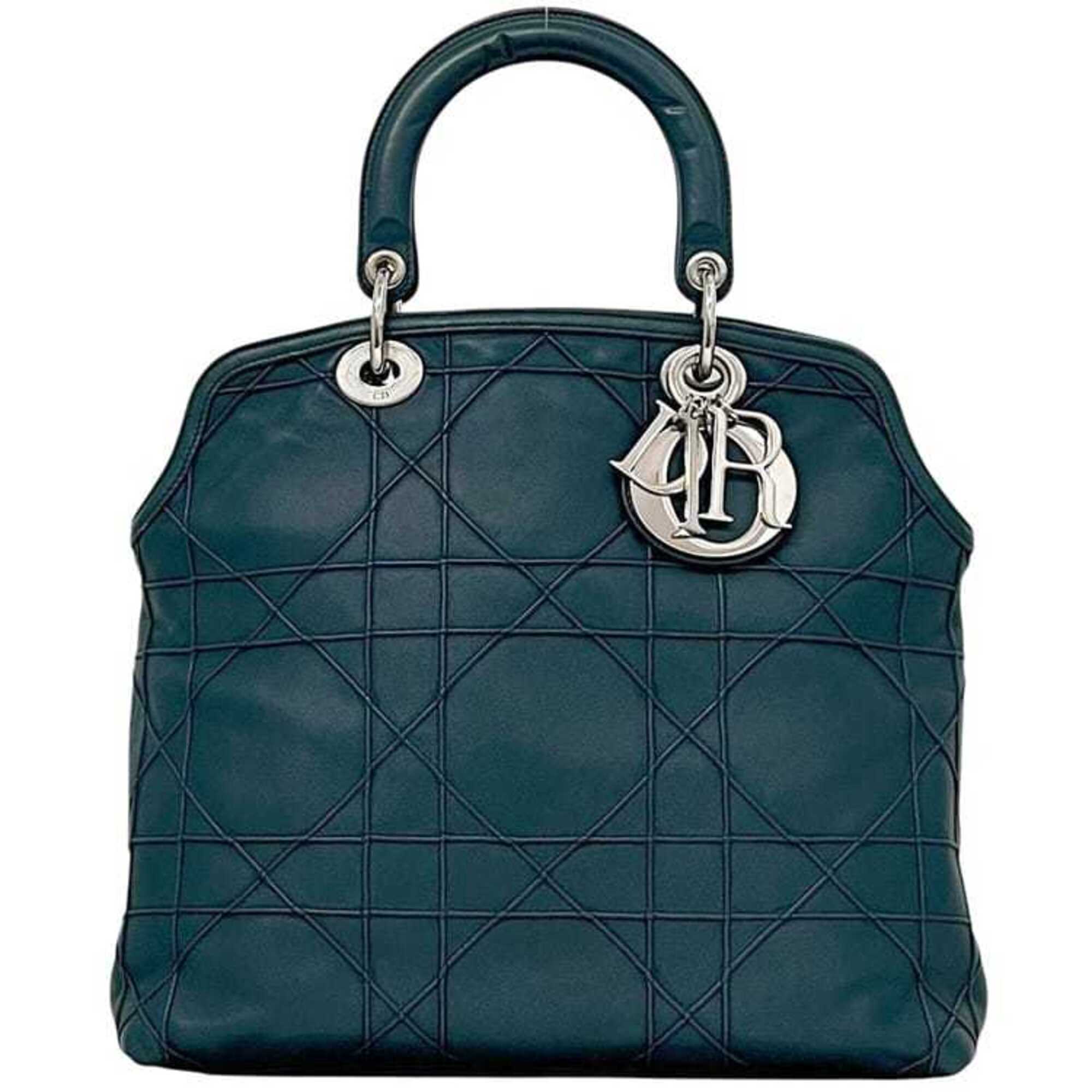 Christian Dior Green Blue Green Leather Handbag Tote Bag (Pre-Owned)