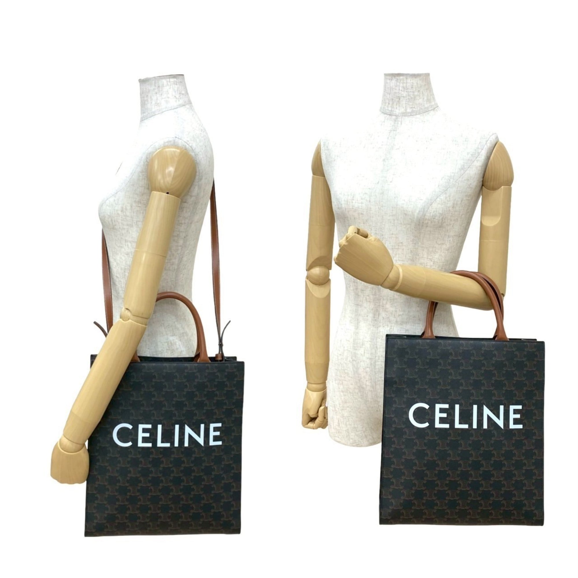 Celine Black Brown Leather Pvc Handbag Shoulder Bag Tote Bag (Pre-Owned)